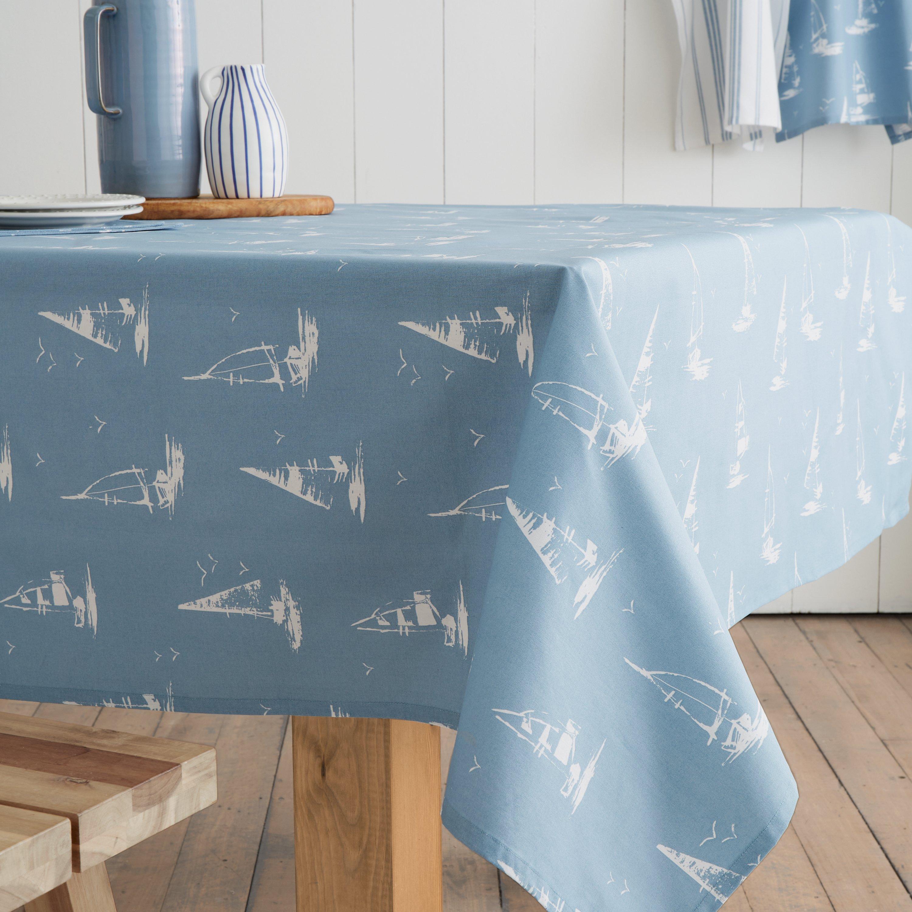 Blue - Catherine Lansfield - Salcombe Boats Cotton Table Cloth - 2