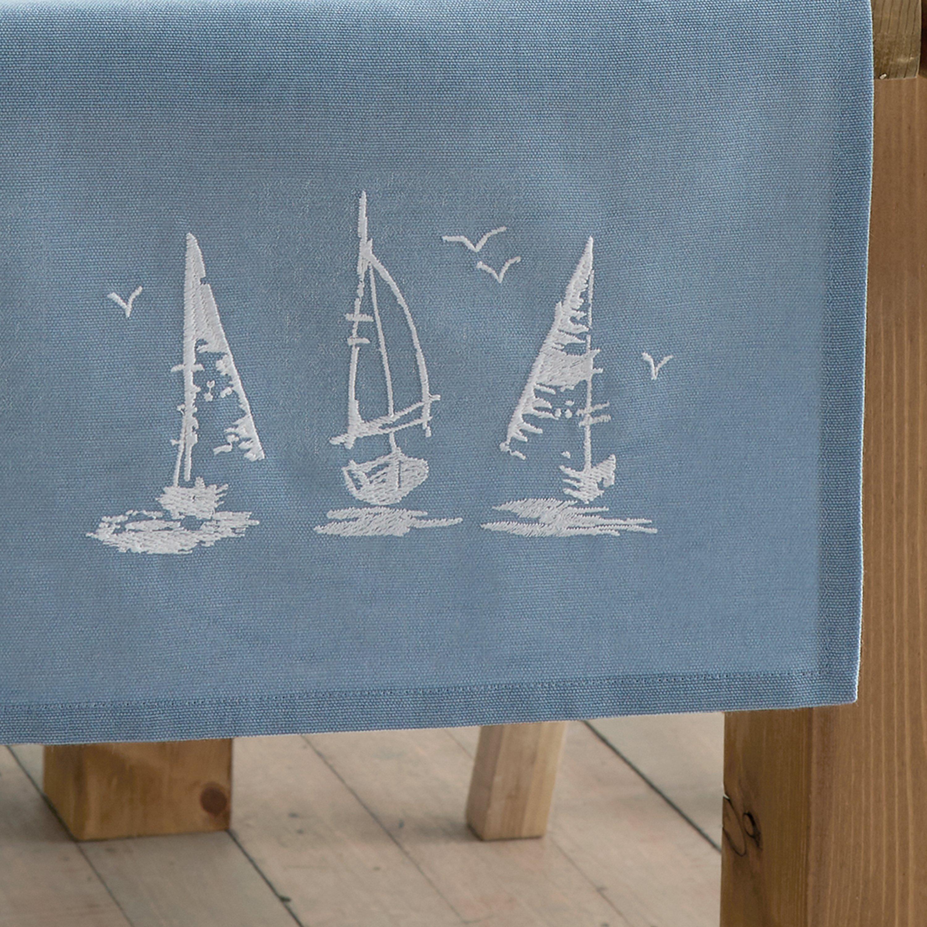 Blue - Catherine Lansfield - Salcombe Boats Cotton Dining Table Runner - 2