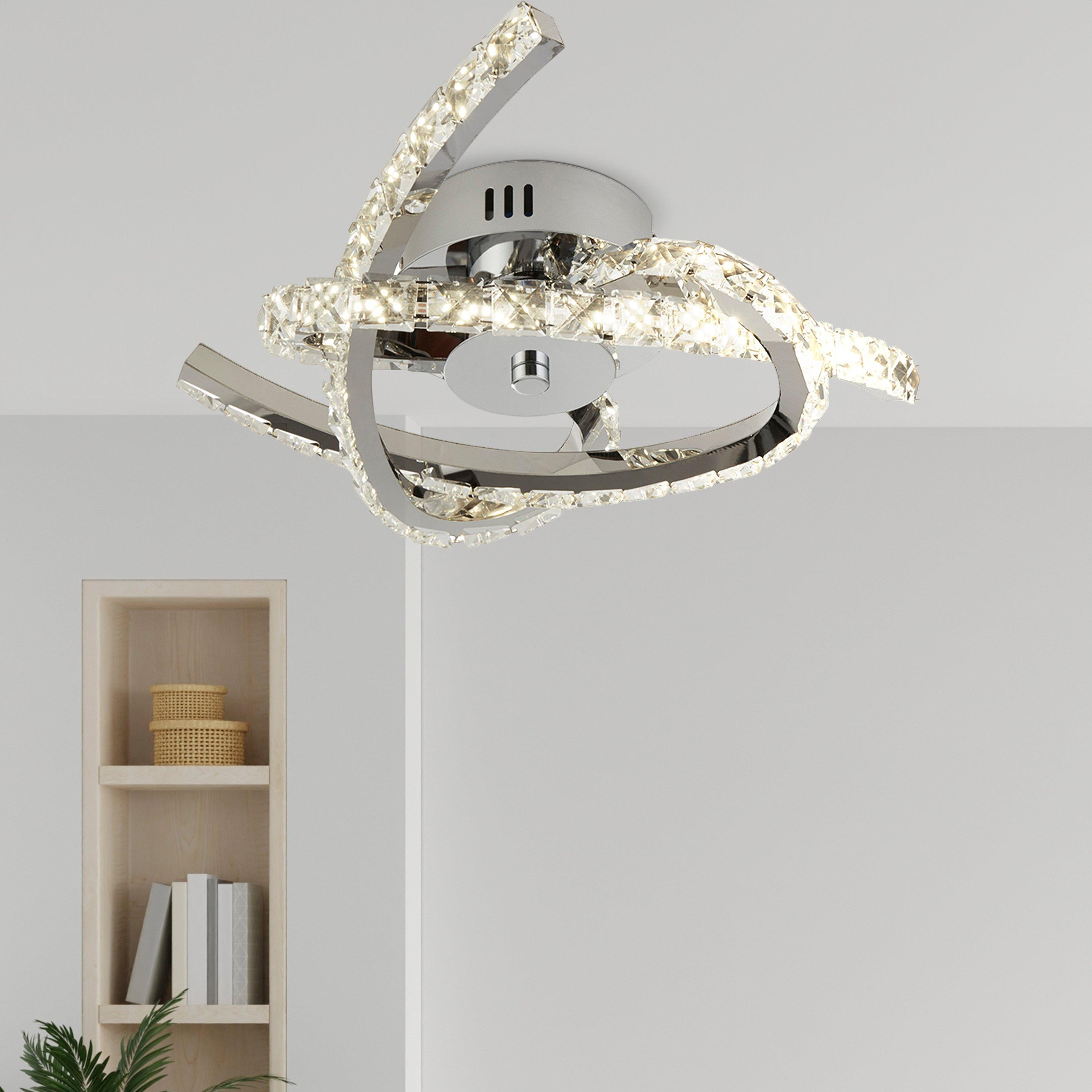 Lighting Collection  Led Ceiling Flush With Glass Trim - Chrome
