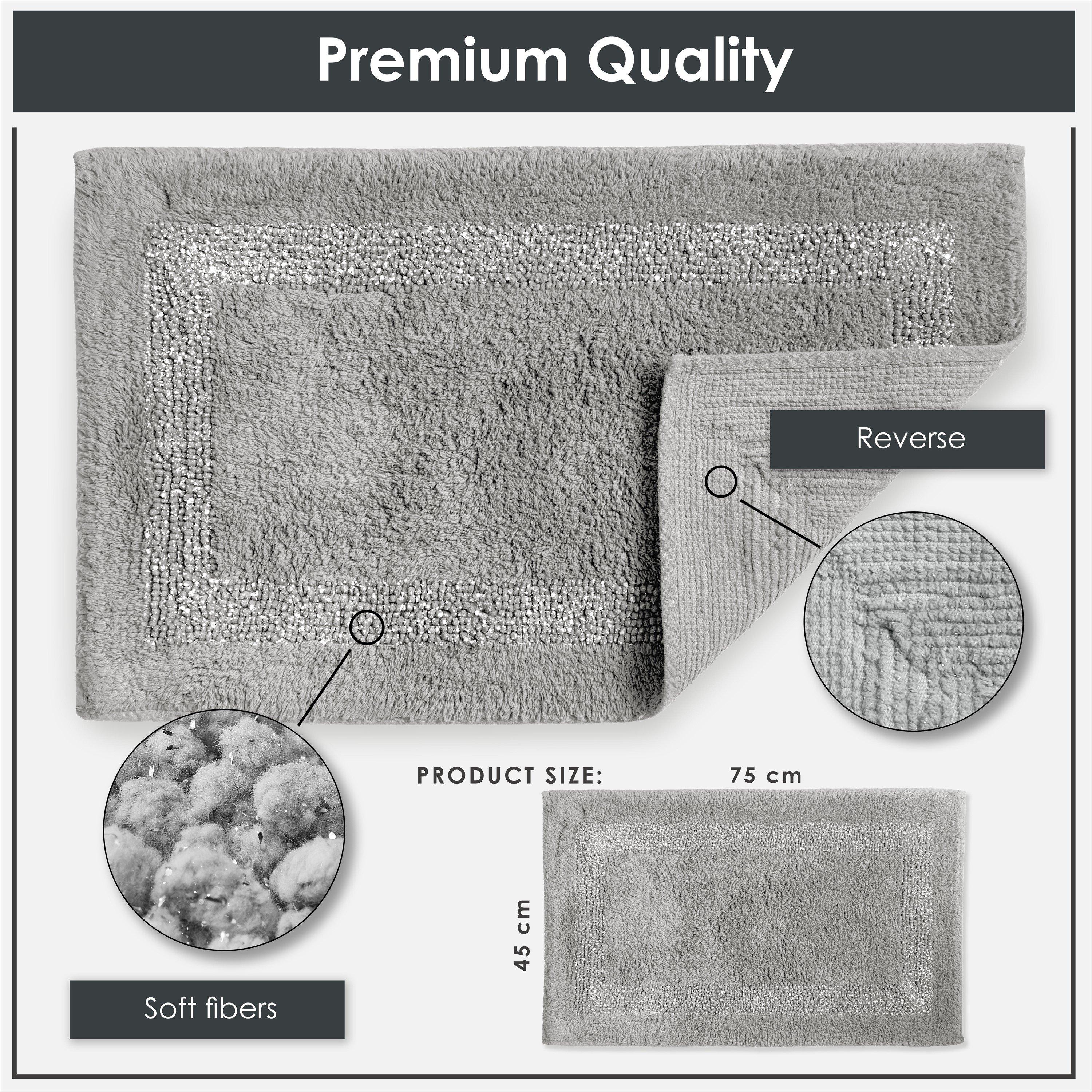 Silver - Emma Barclay - 2 Piece Bath Mat Set Sparkle Absorbent Diamante - 2