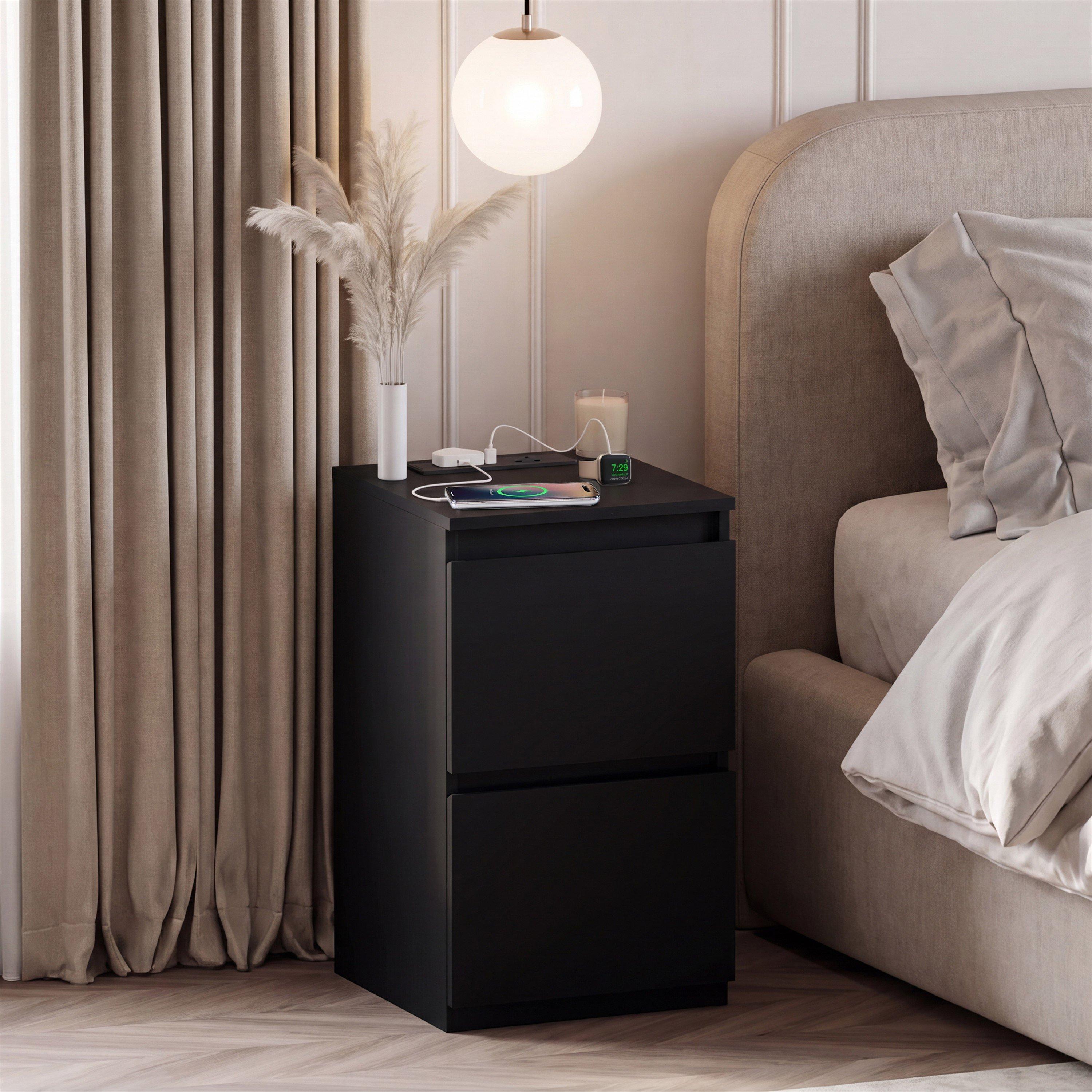 Denver 2 Drawer Bedside Chest With Power Outlet