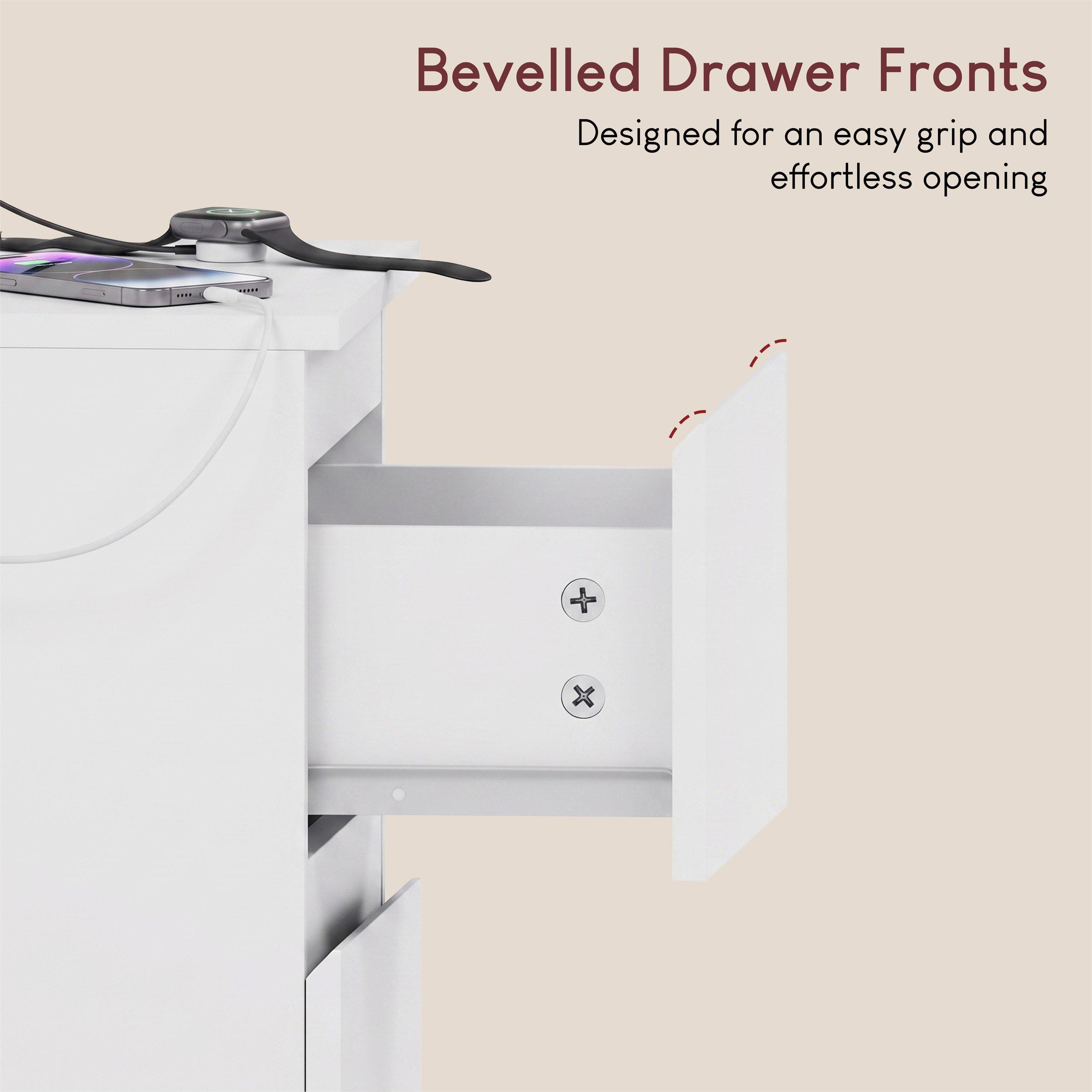 White - Lassic - Denver 2 Drawer L Bedside Chest With Power Outlet - 6