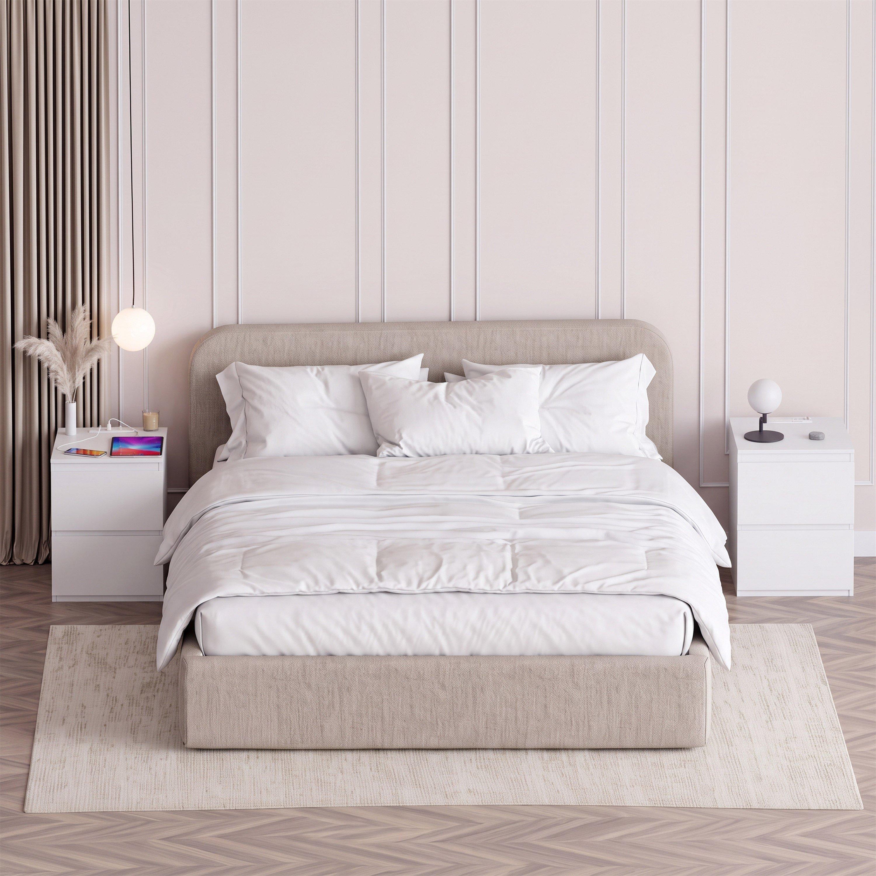 White - Lassic - Denver 2 Drawer L Bedside Chest With Power Outlet - 7