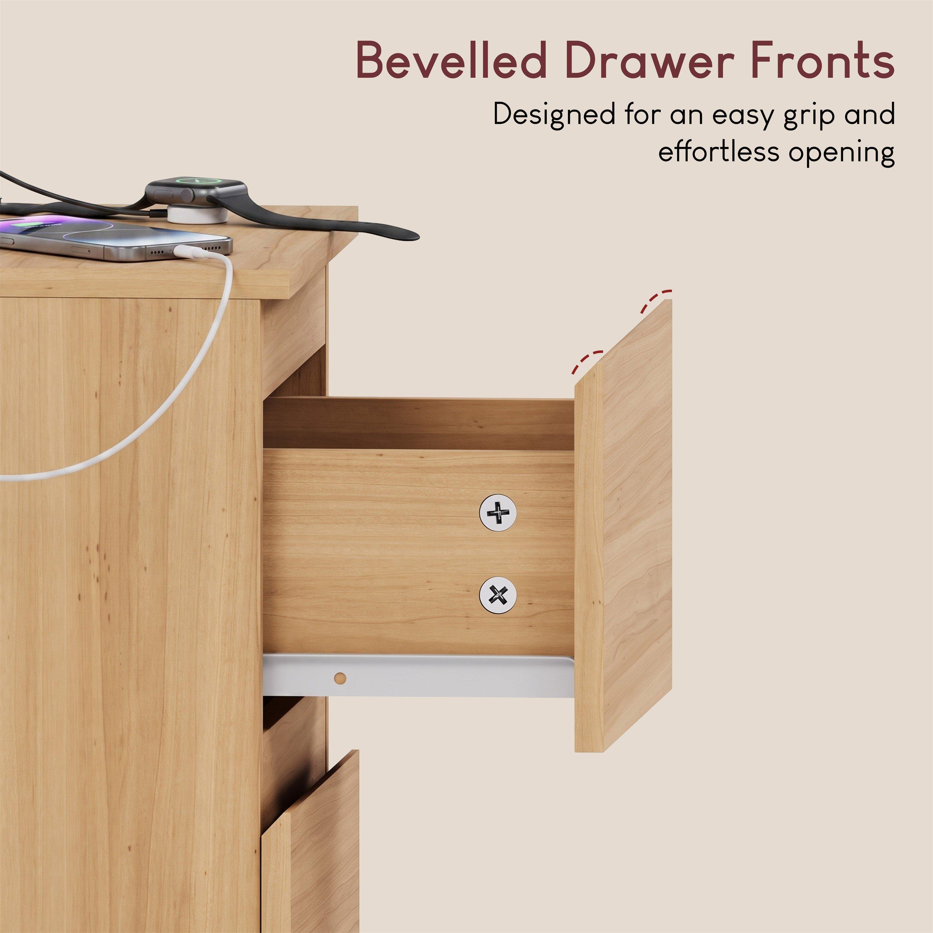 Pine - Lassic - Denver 2 Drawer L Bedside Chest With Power Outlet - 6