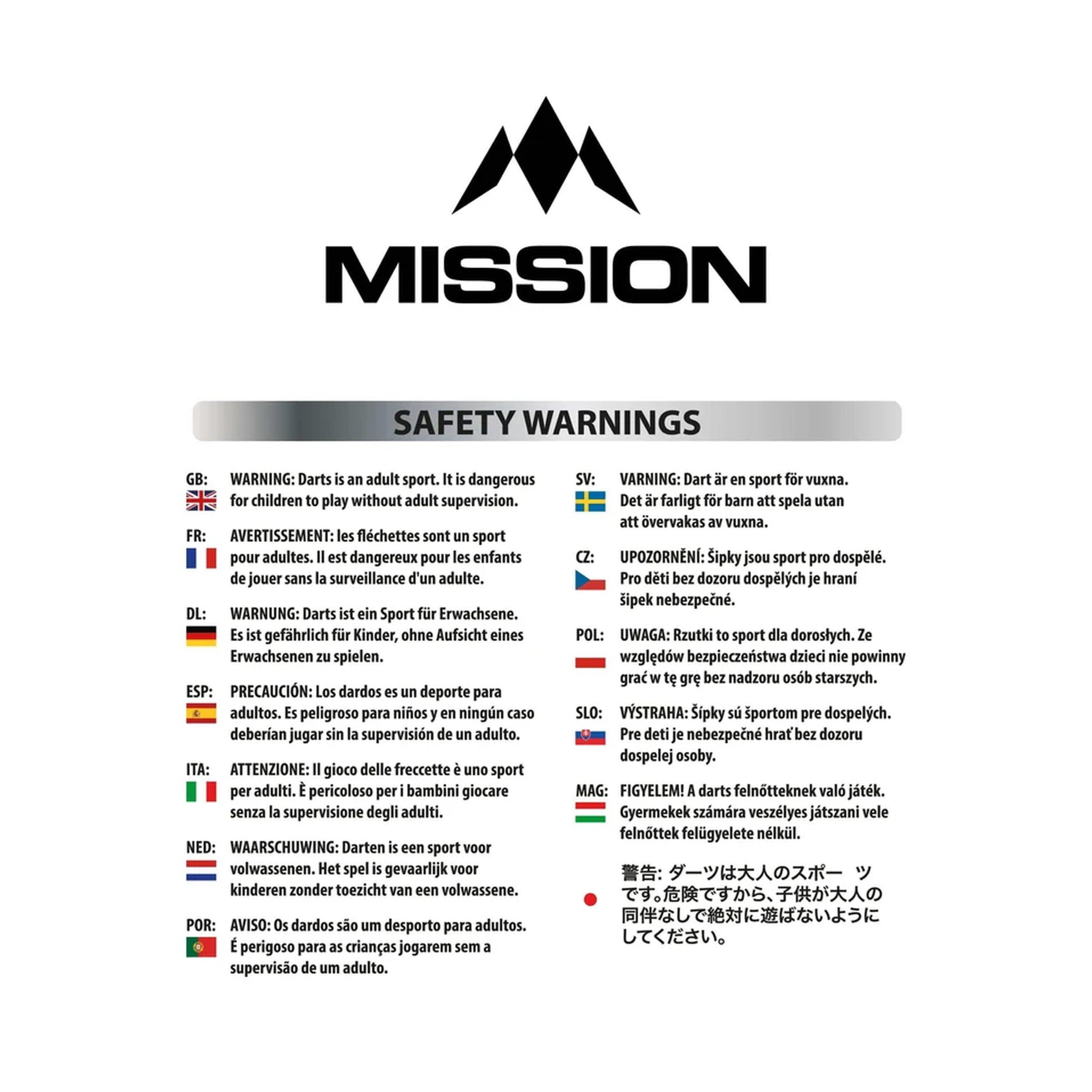 Venom - Mission Darts - Mission Venom Darts - Steel Tip - 90% Tungsten - 10