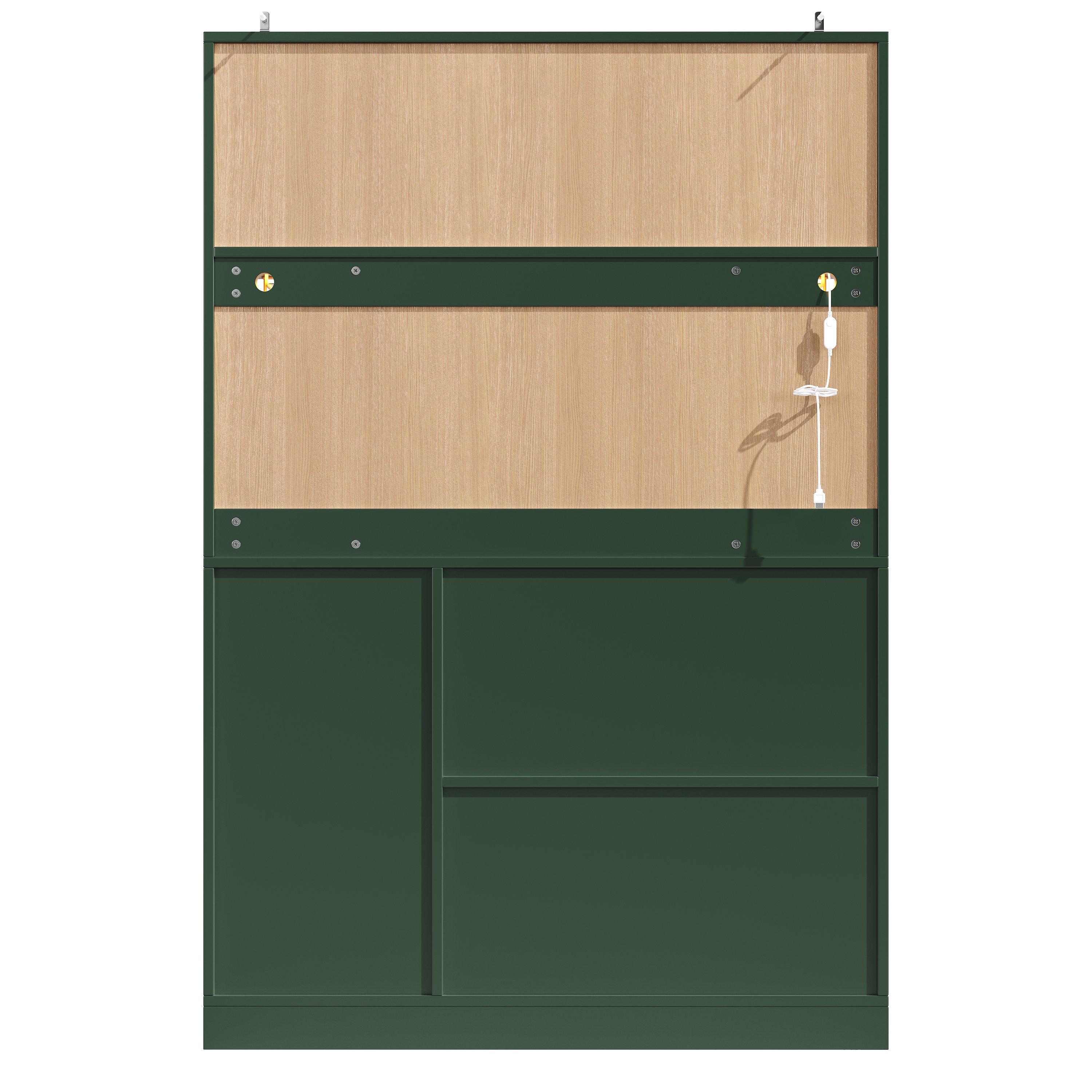 Green - Urban Meuble - LED Buffet Storage Cabinet with Snack Rack - 12