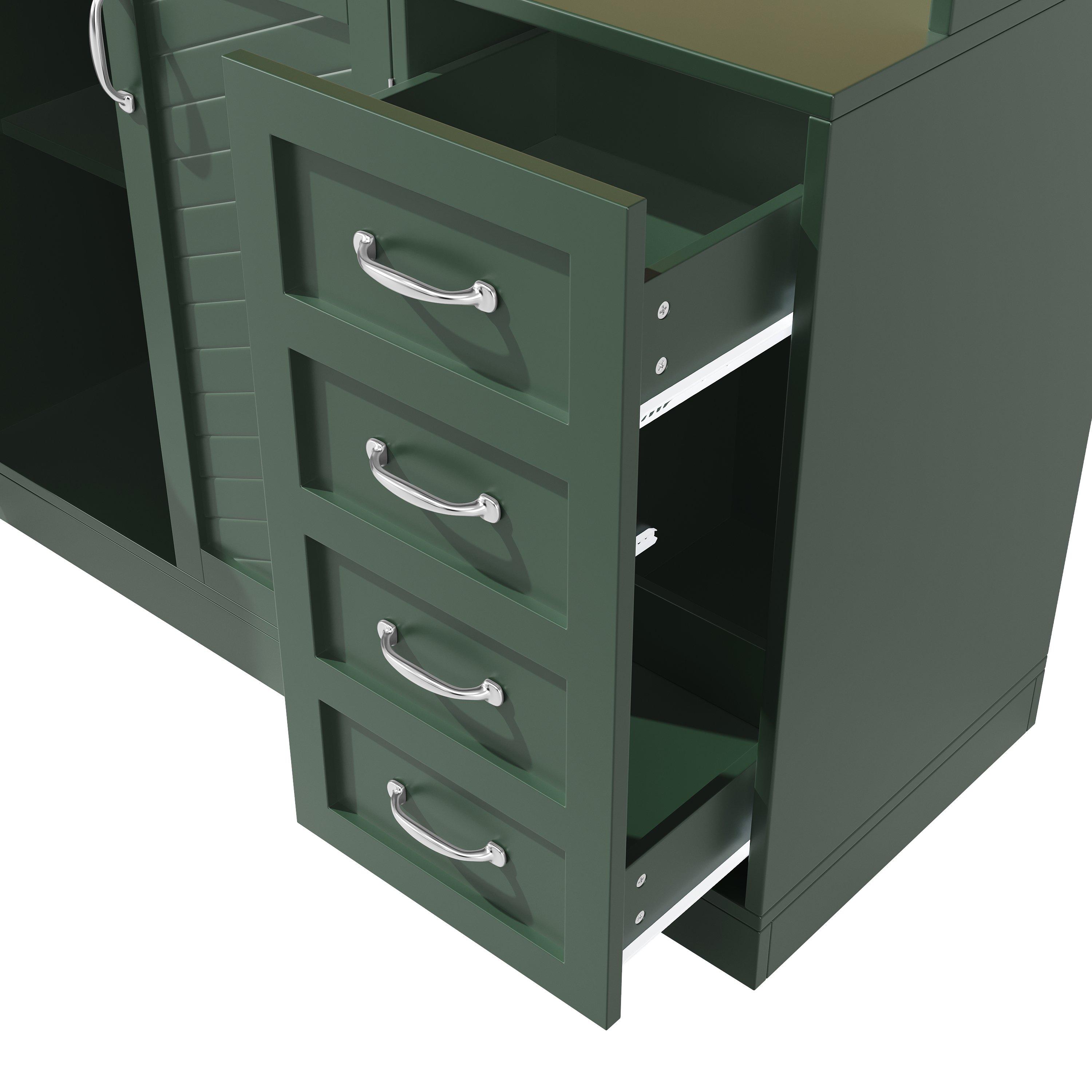 Green - Urban Meuble - LED Buffet Storage Cabinet with Snack Rack - 14