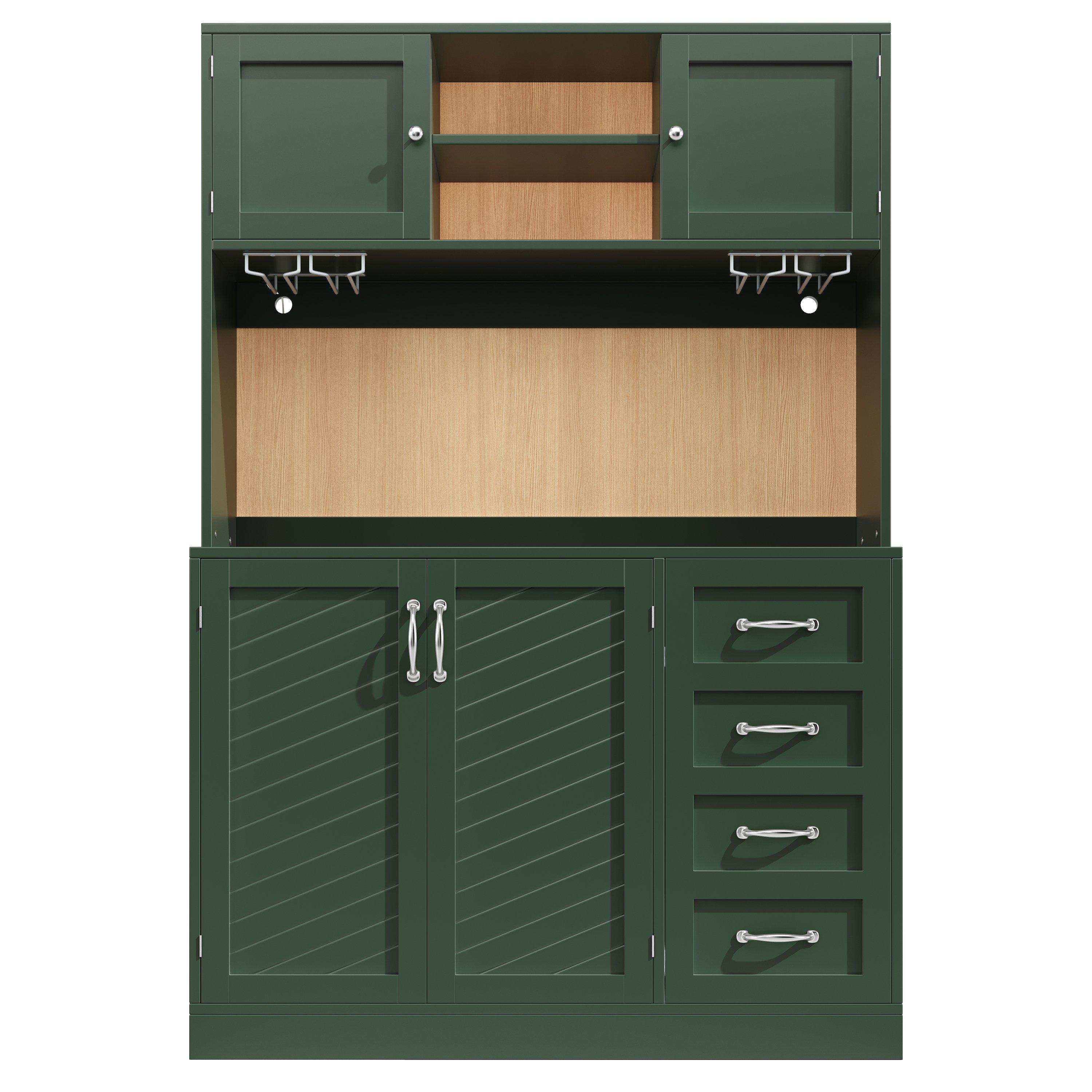 Green - Urban Meuble - LED Buffet Storage Cabinet with Snack Rack - 5