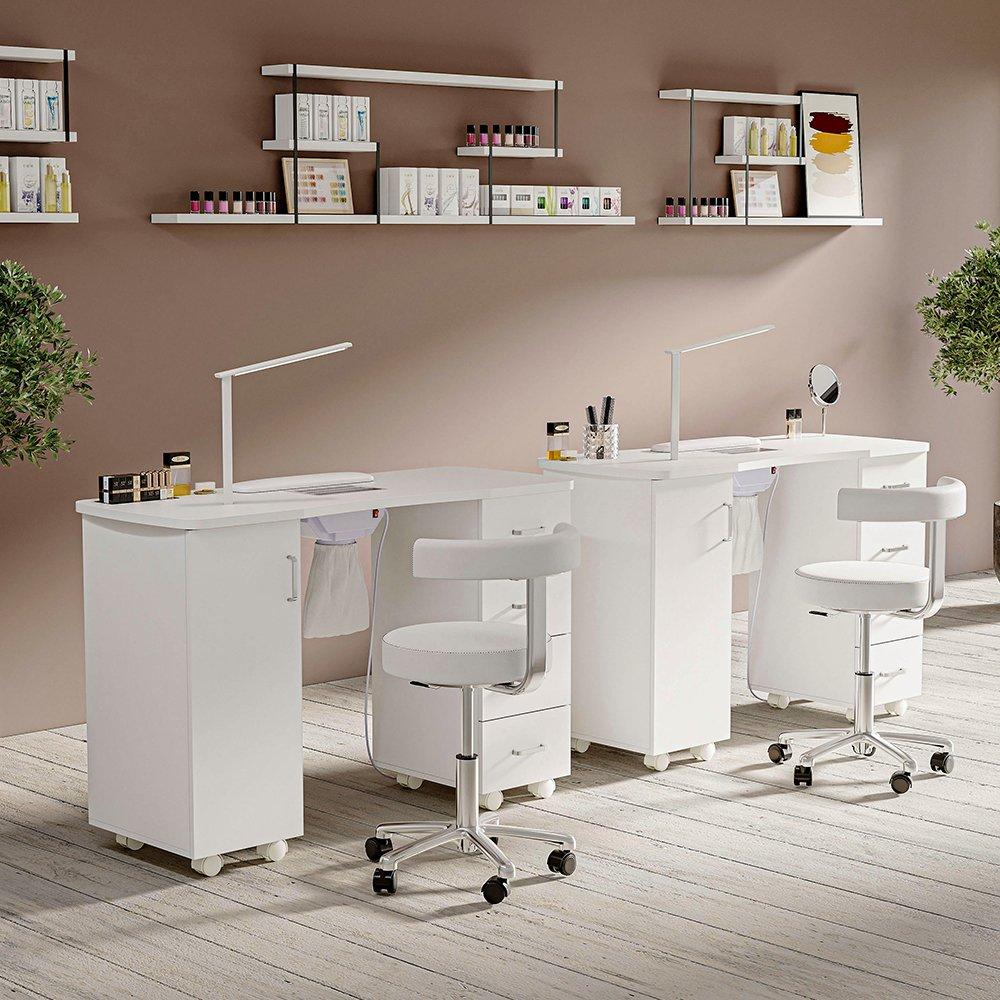 White - SHEONLY - Nail Table with Dust Collector and Wrist Cushion - 2