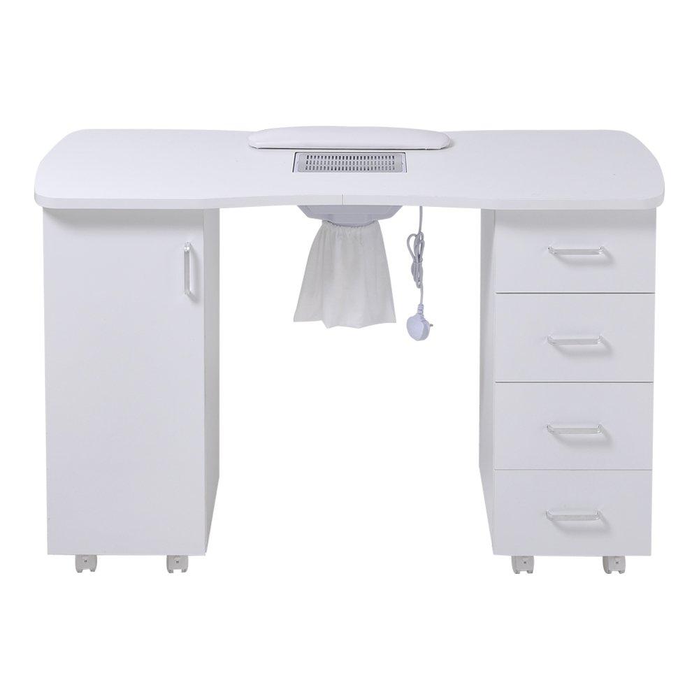 White - SHEONLY - Nail Table with Dust Collector and Wrist Cushion - 3