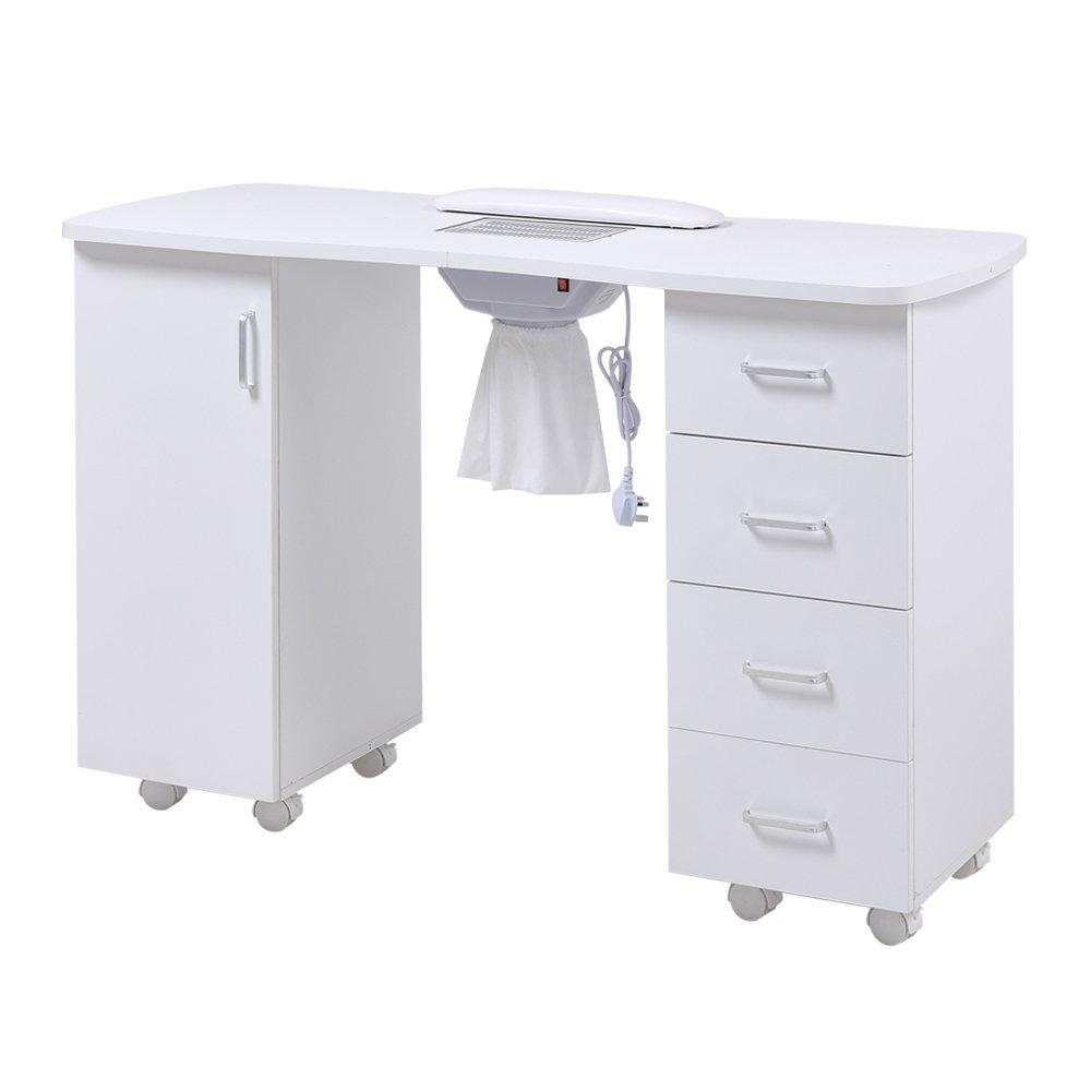 White - SHEONLY - Nail Table with Dust Collector and Wrist Cushion - 4