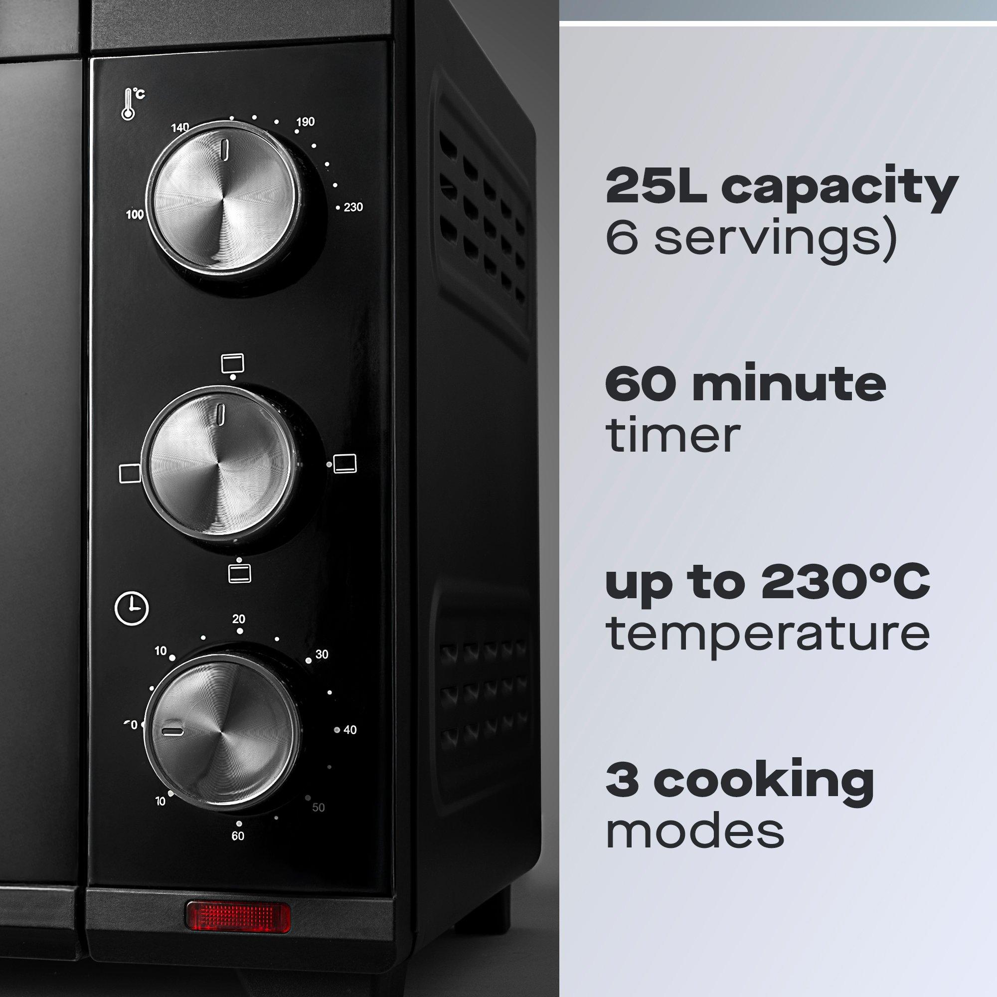 Black - Daewoo Electricals - 1600W 25L Electric Mini Countertop Oven & Grill - 2