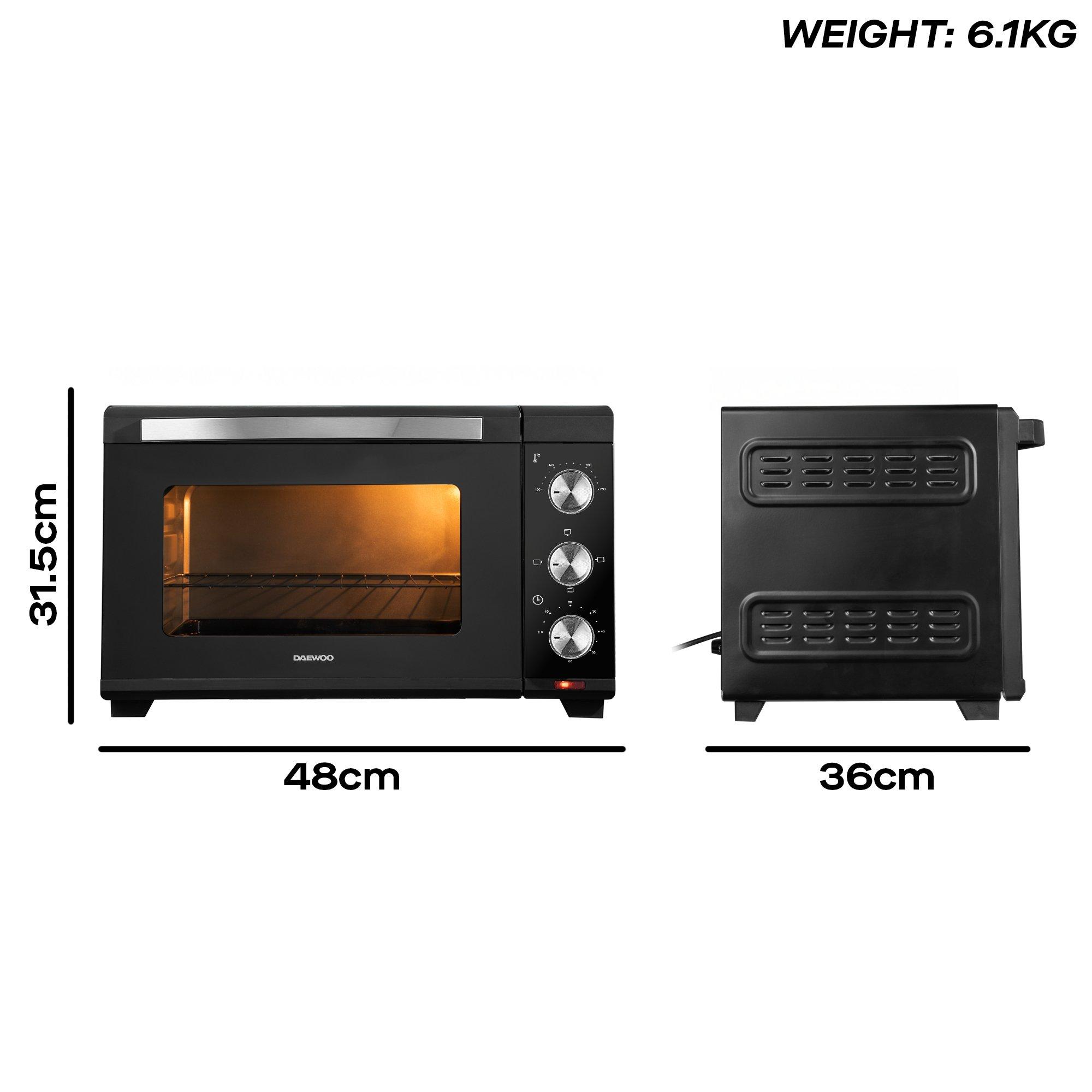 Black - Daewoo Electricals - 1600W 25L Electric Mini Countertop Oven & Grill - 6