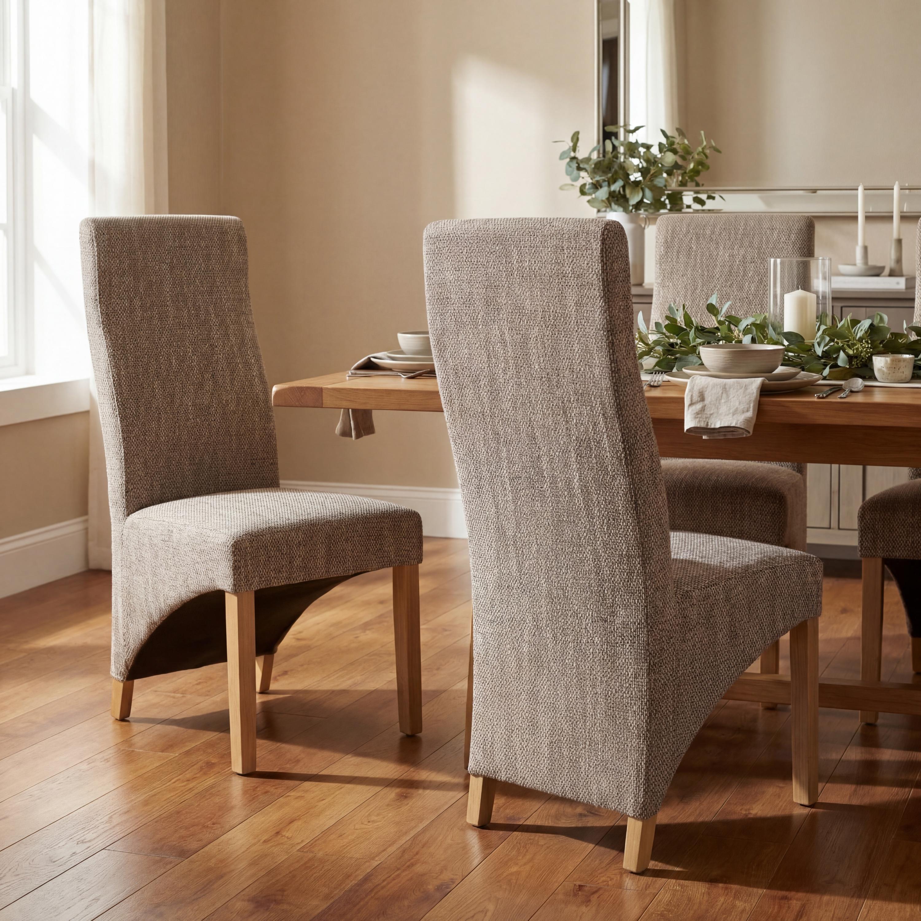 Tweed Oatmeal - Shankar - Set of 2 Hatherley Oatmeal Dining Chairs - 1