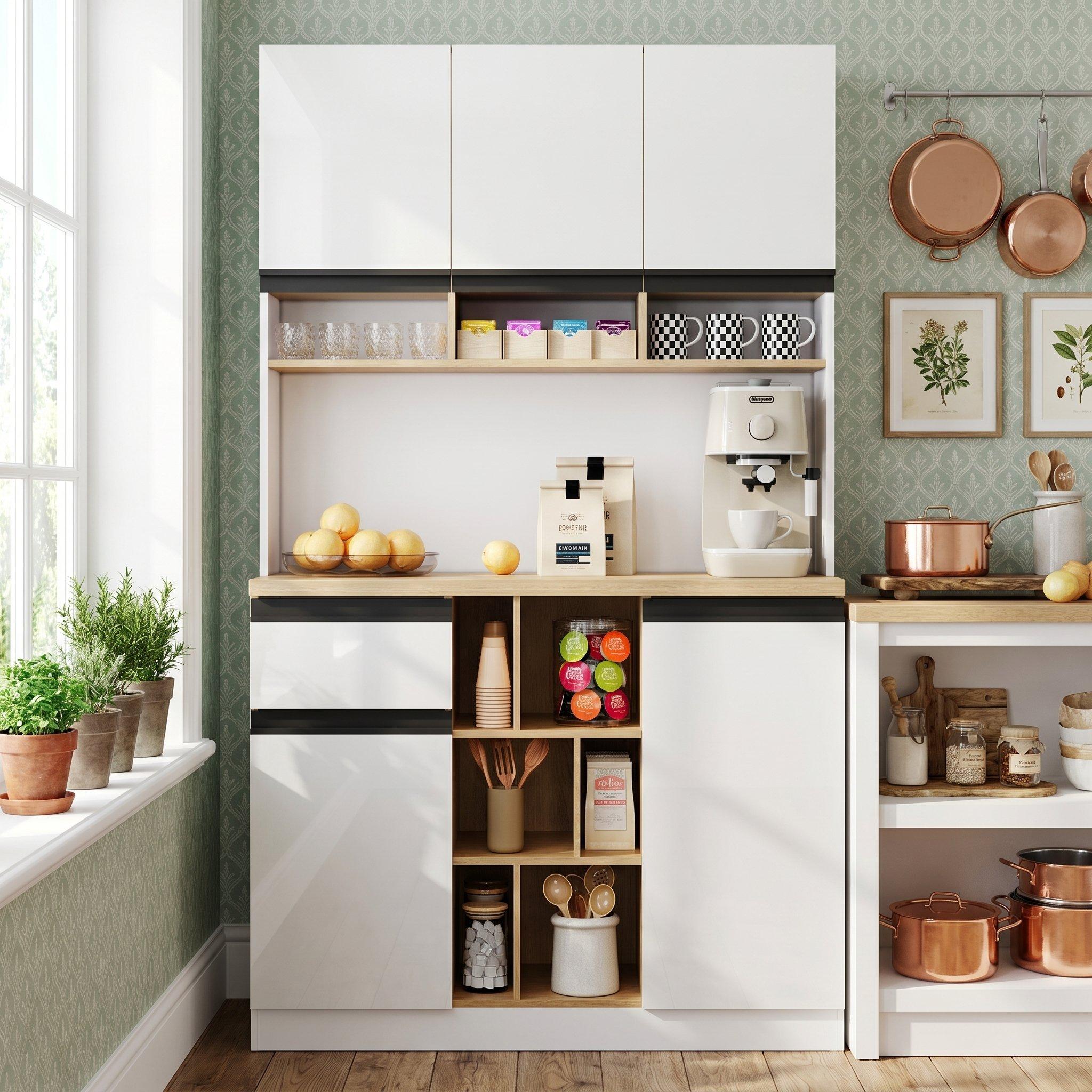 White - Urban Meuble - High Gloss Kitchen Buffet Sideboard - 1