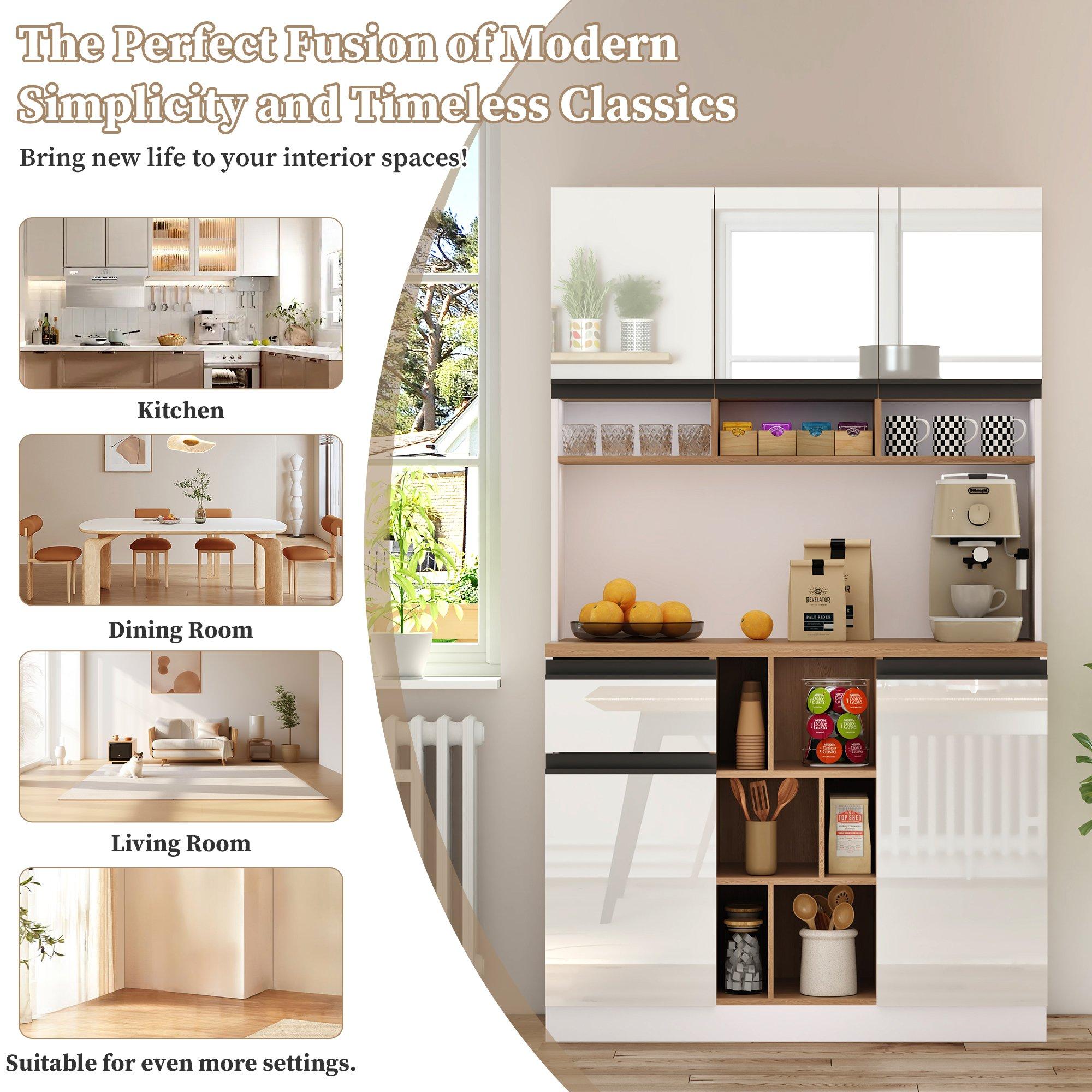 White - Urban Meuble - High Gloss Kitchen Buffet Sideboard - 7