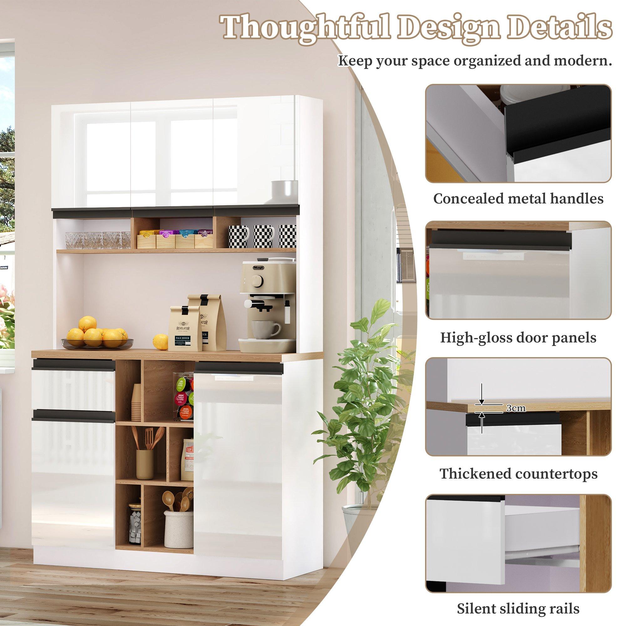 White - Urban Meuble - High Gloss Kitchen Buffet Sideboard - 8