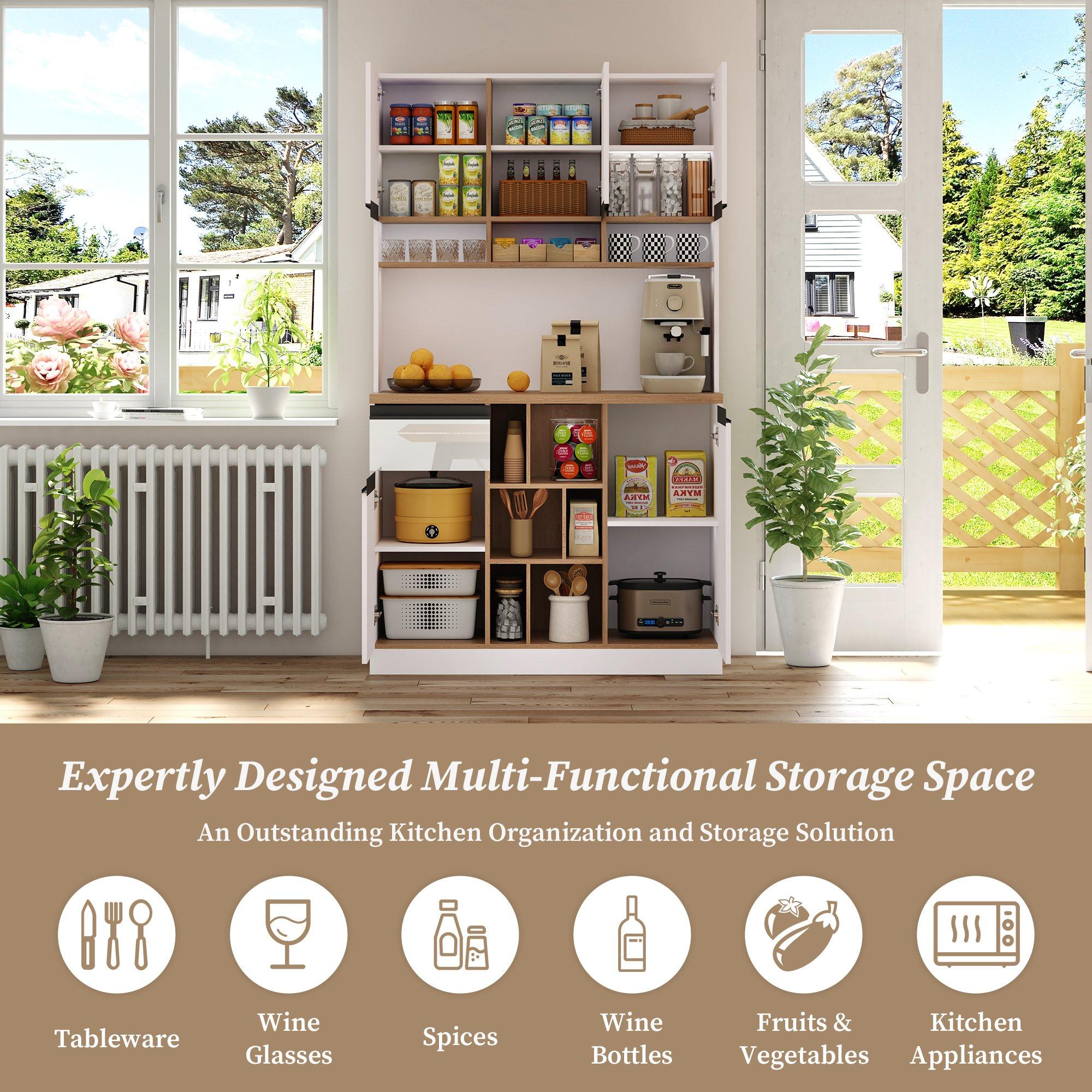 White - Urban Meuble - High Gloss Kitchen Buffet Sideboard - 9