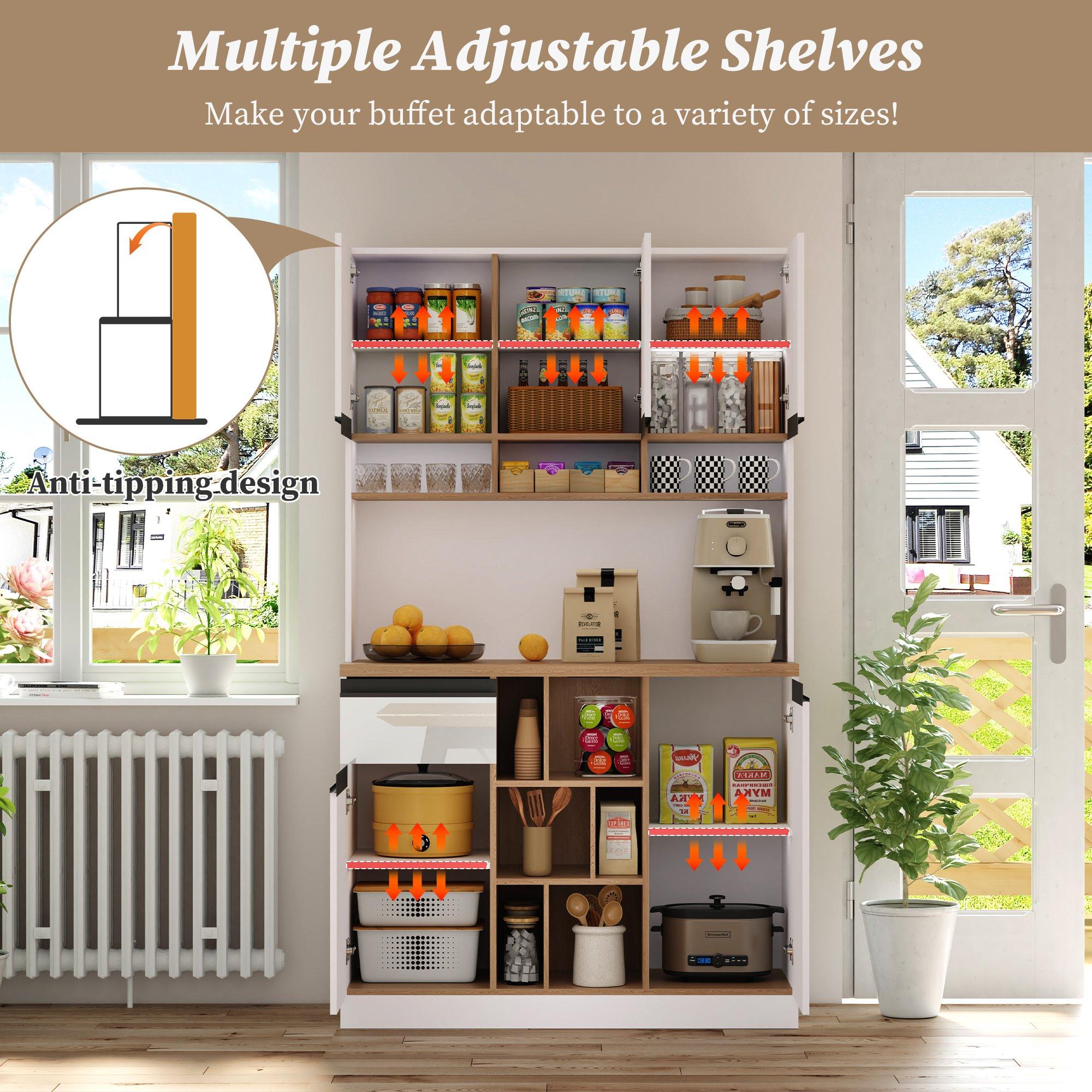 White - Urban Meuble - High Gloss Kitchen Buffet Sideboard - 10