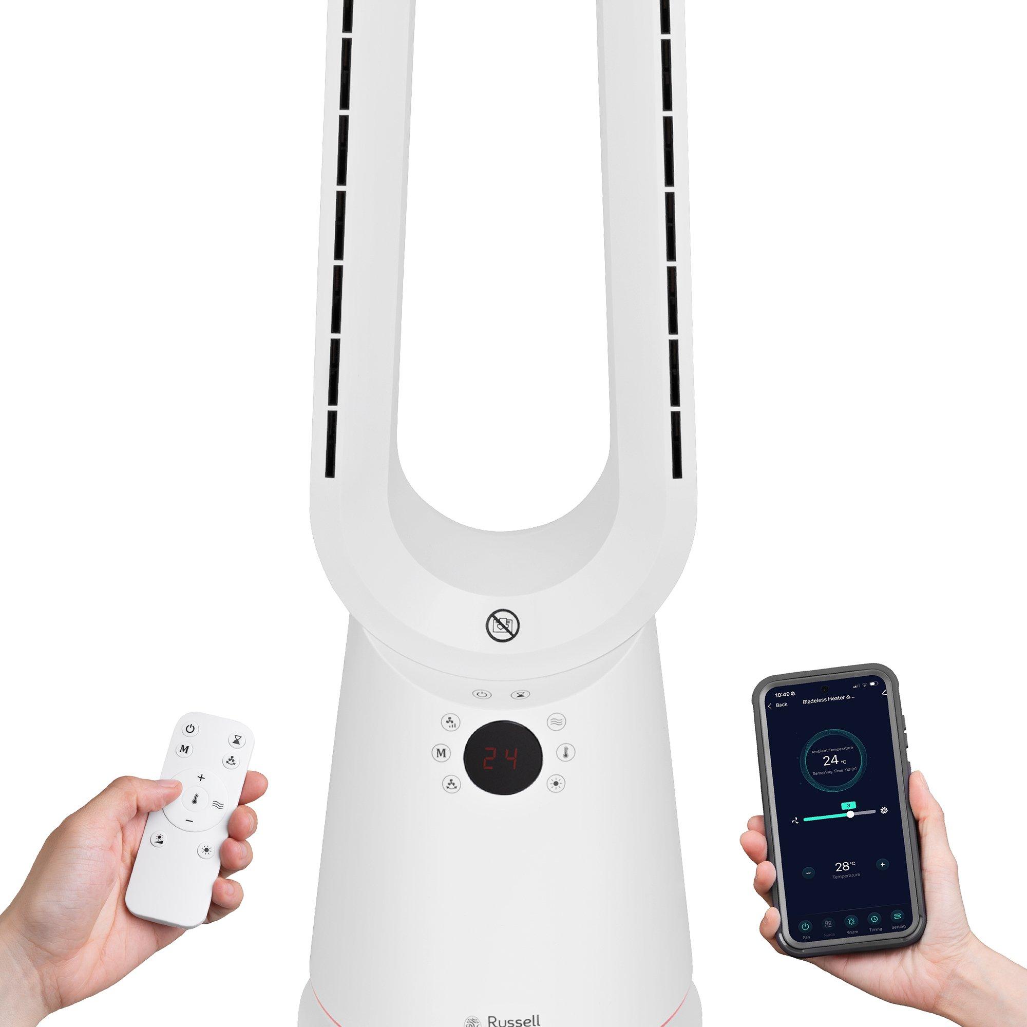 White - Russell Hobbs - RHBHC2030W-SMT Smart Bladeless Heat and Cool Fan - 12