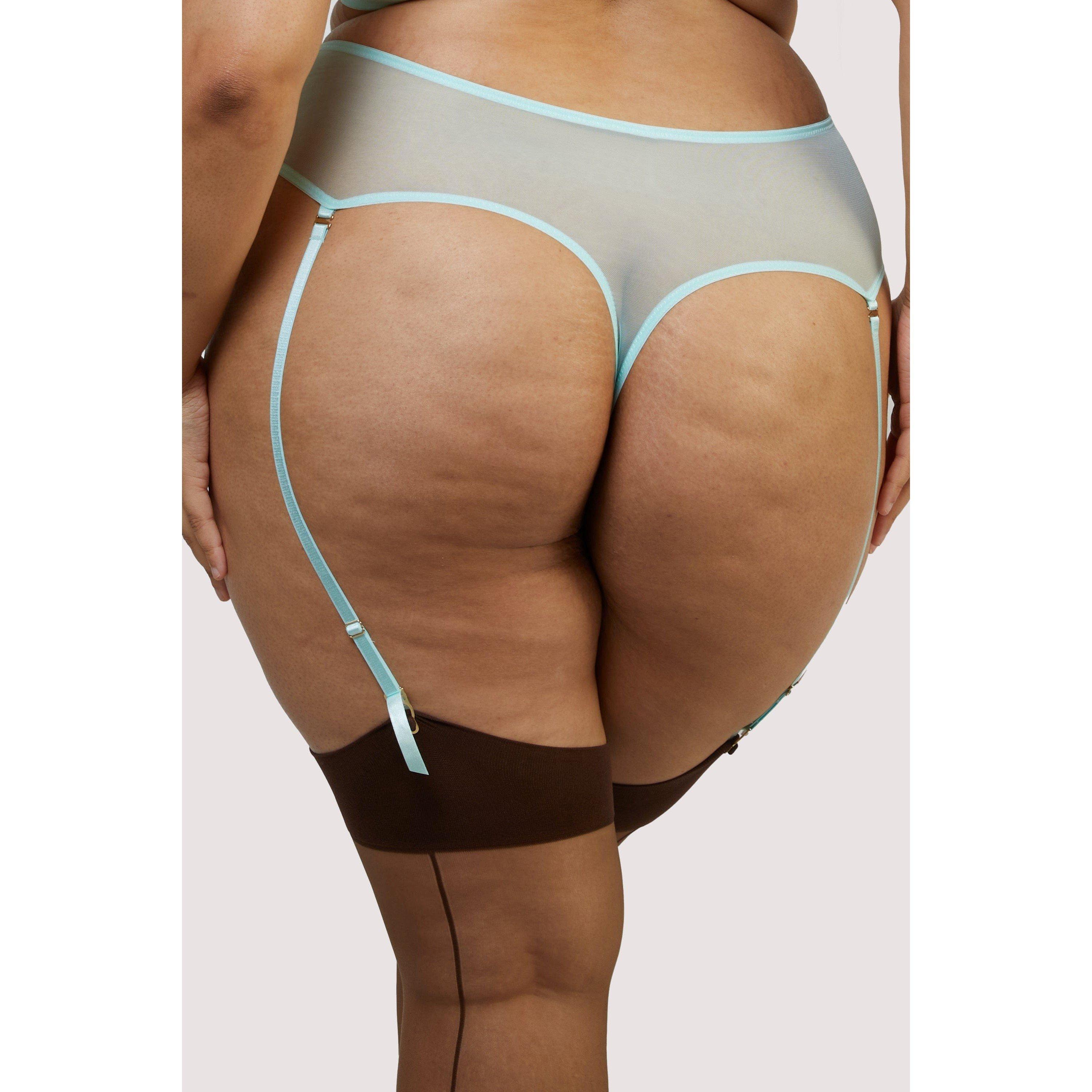 Aqua - Playful Promises - Valerie Aqua Embroidery & Mesh High Waist Suspende - 5
