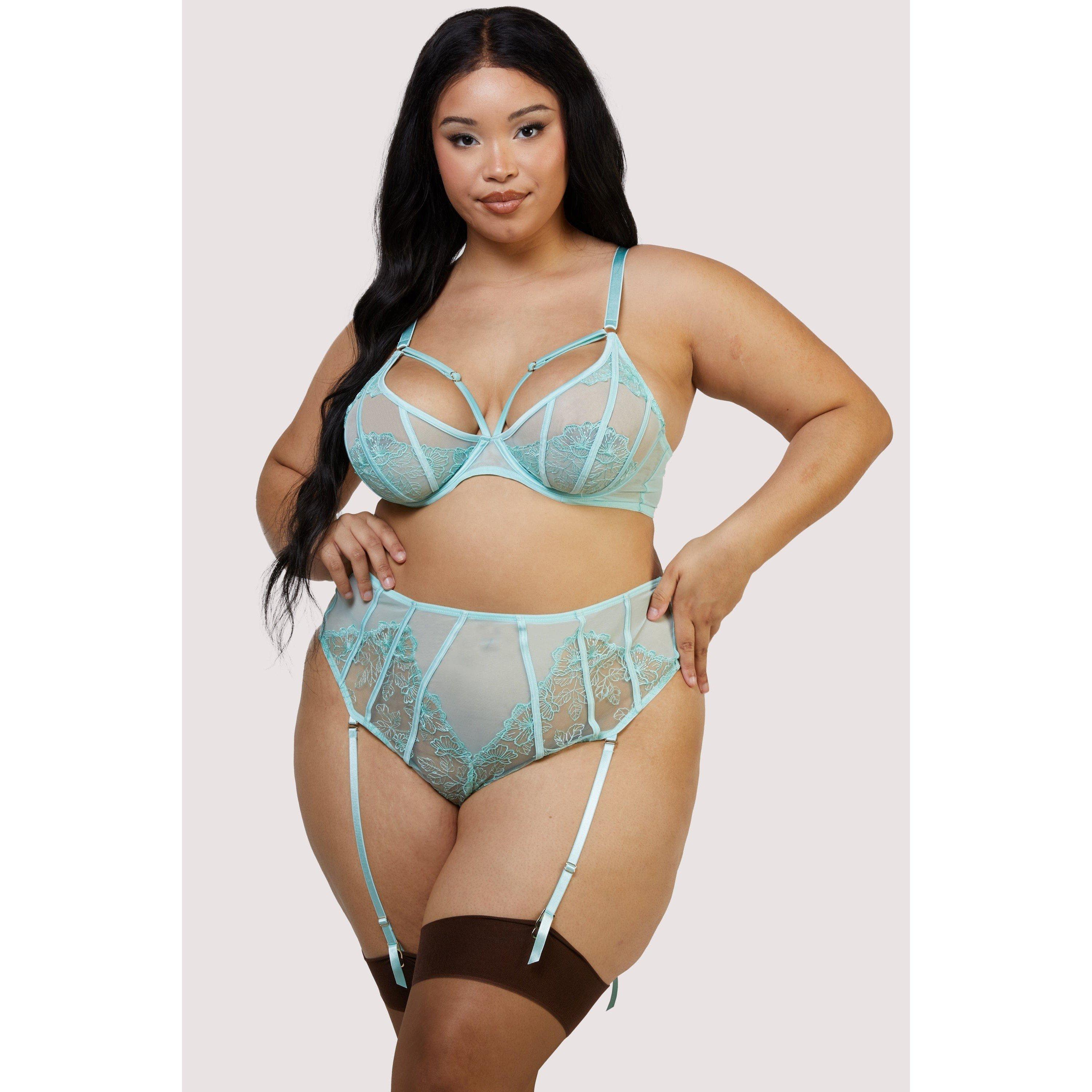Aqua - Playful Promises - Valerie Aqua Embroidery & Mesh High Waist Suspende - 6