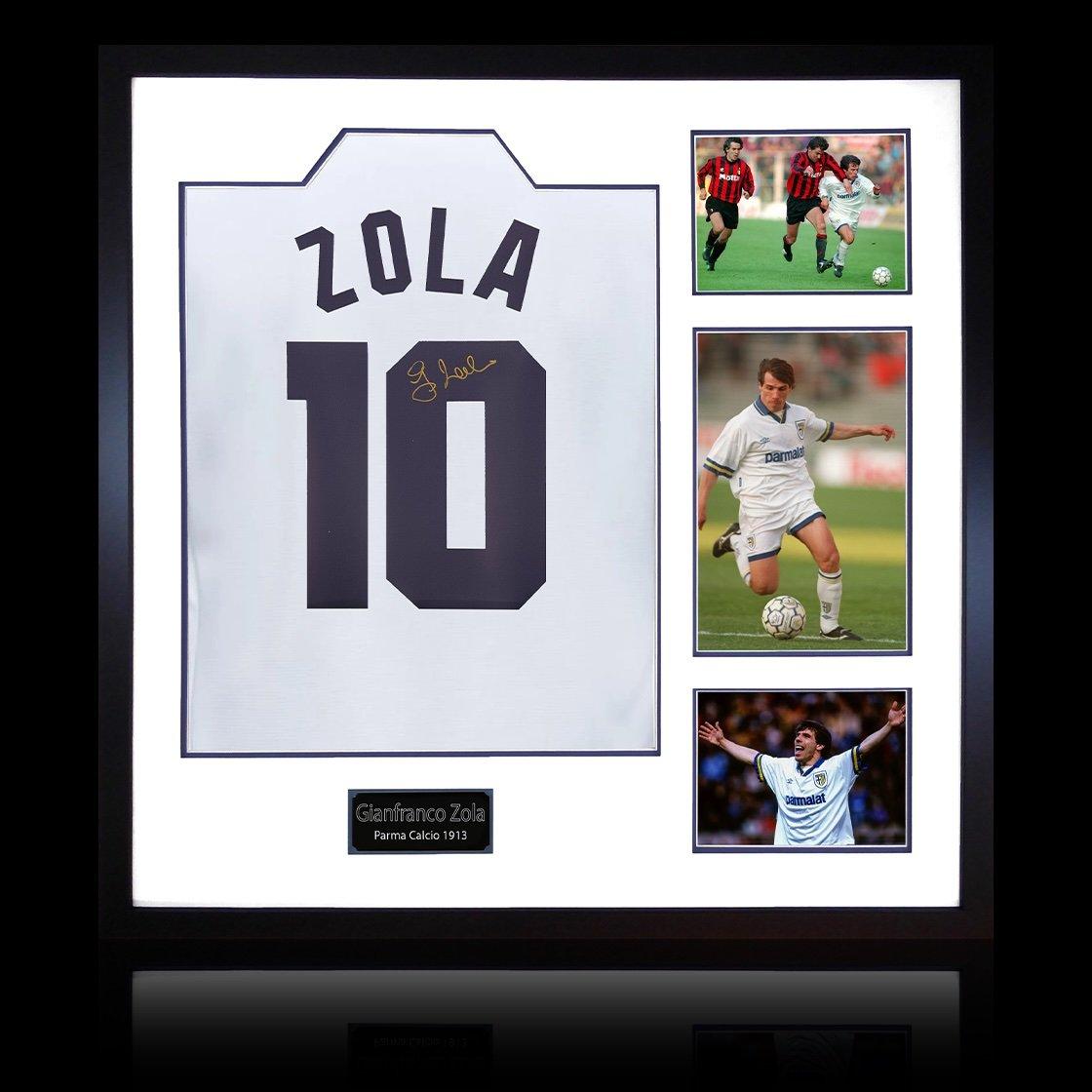 The Fan Cave  Gianfranco Zola Signed Parma Calcio 1913 Shirt - White - 820mm x 82