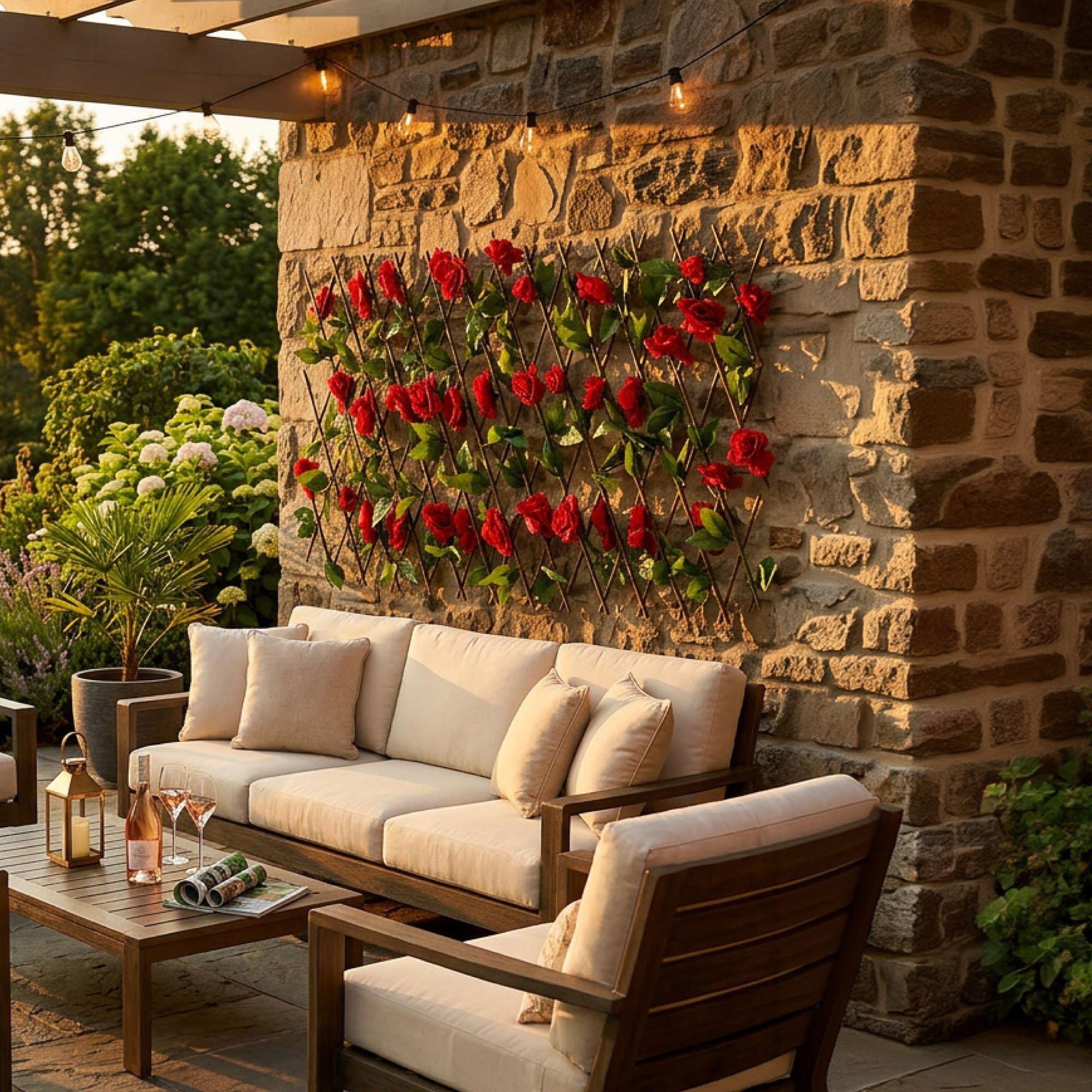 Red - Streetwize - Solar Red Flower Trellis - 8