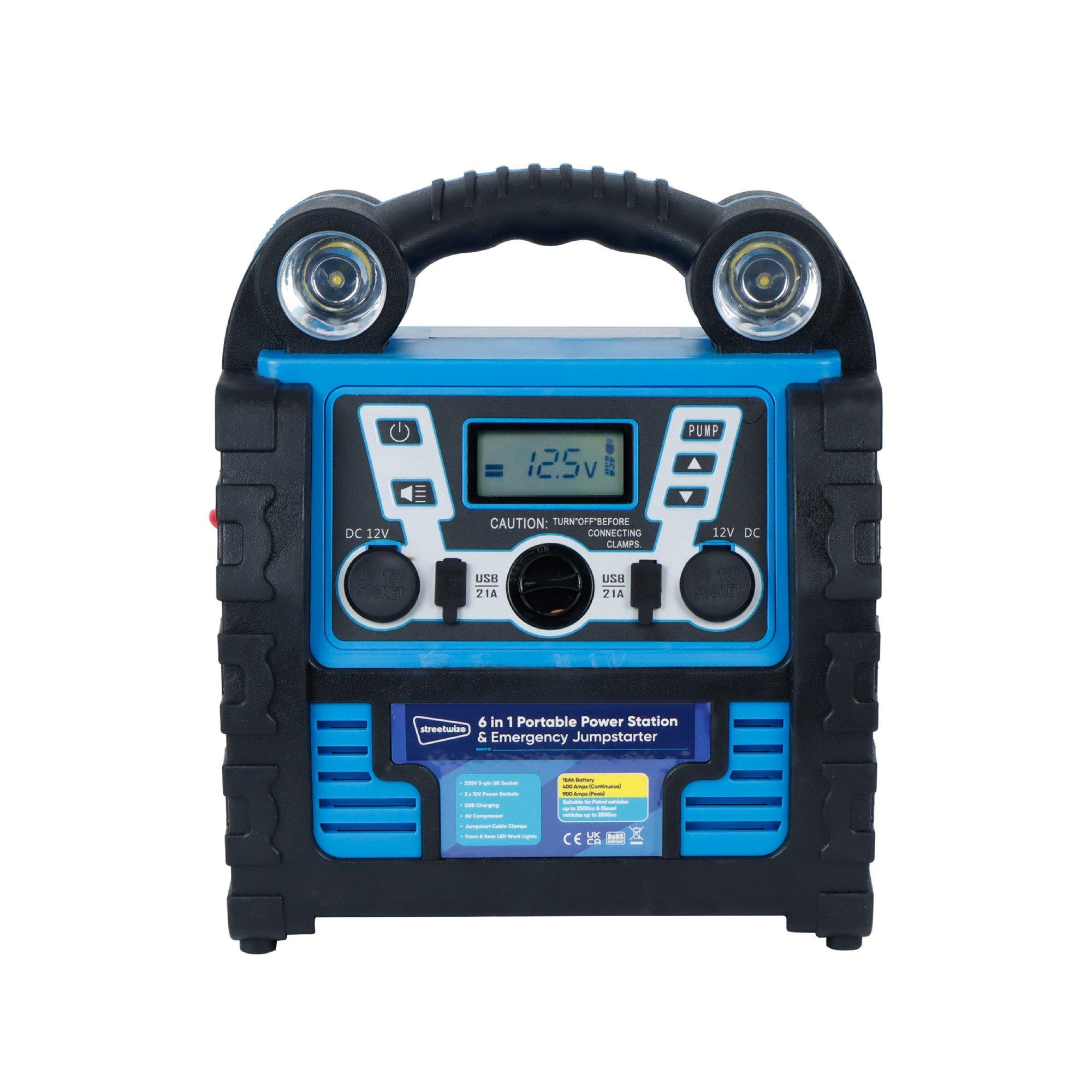 Blue - Streetwize - 12V 18Ah 6-in-1 Portable Power Station (Digital) - 1