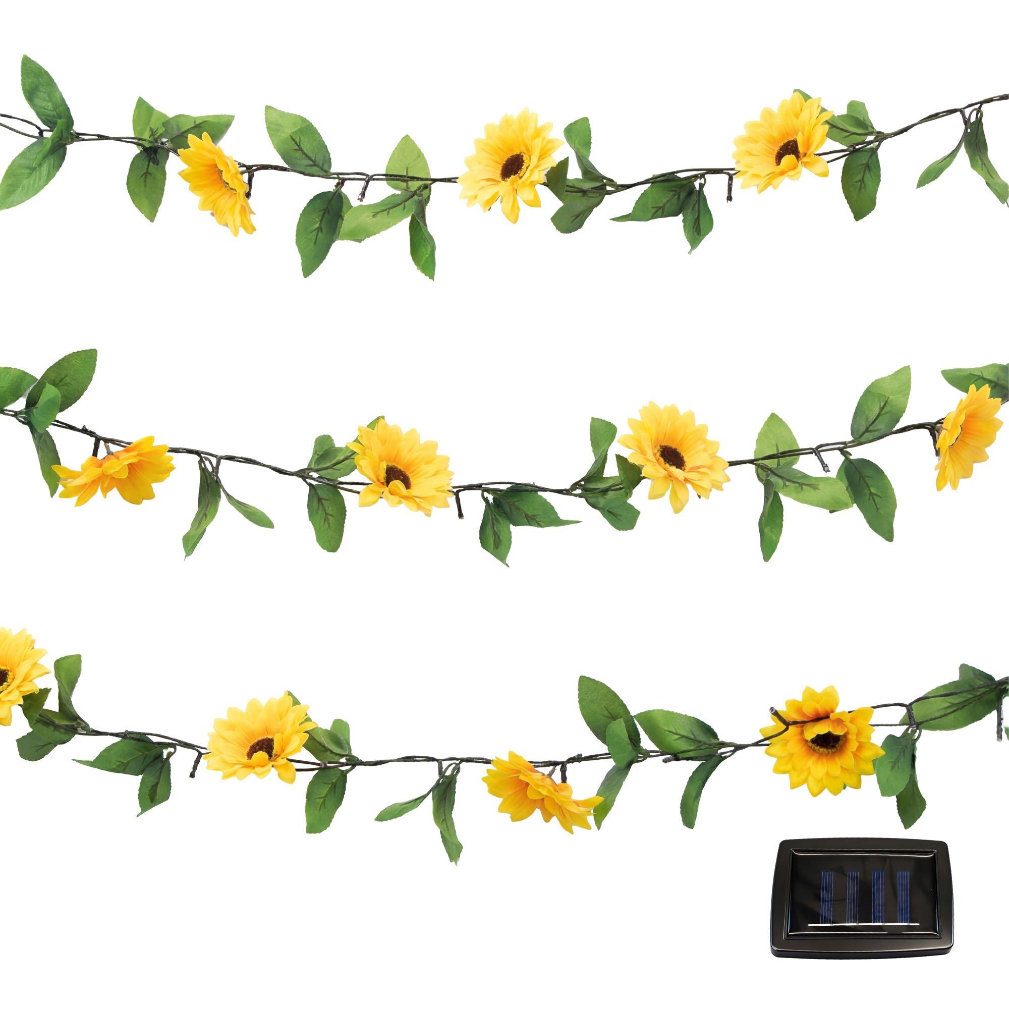 Streetwize  2M Solar Sunflower Outdoor Garland String Lights - Yellow/Green