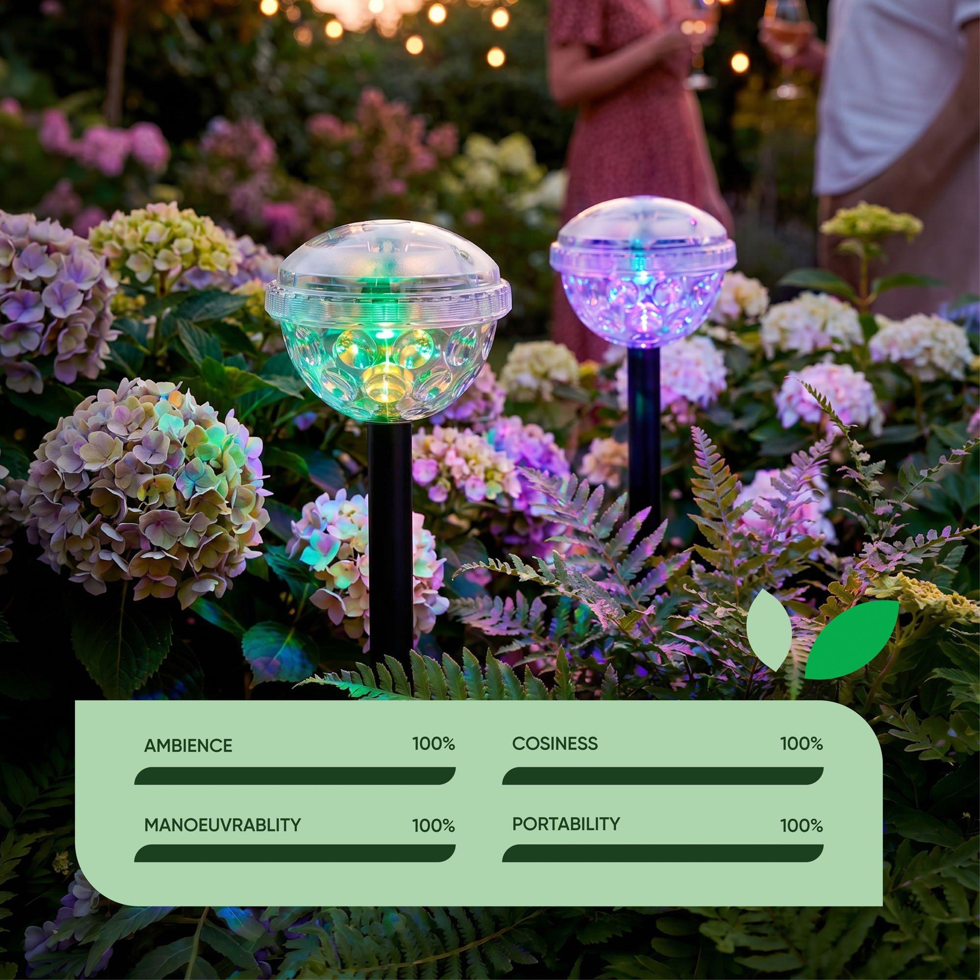 Multi - Streetwize - Pair of Solar Disco Stake LED Lights - 5