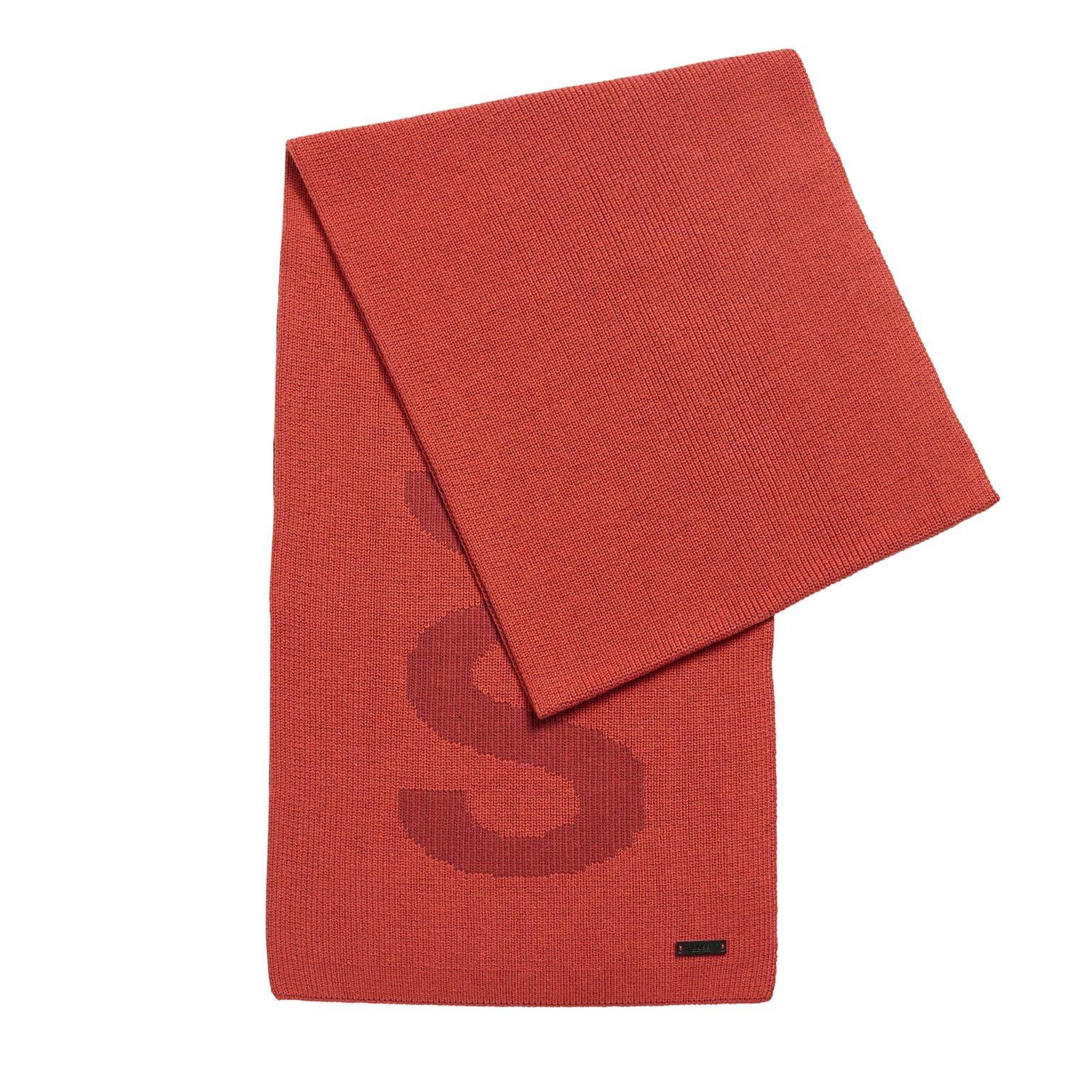 Red - Boss - Cotton-Blend Scarf with Logo Structure - 1