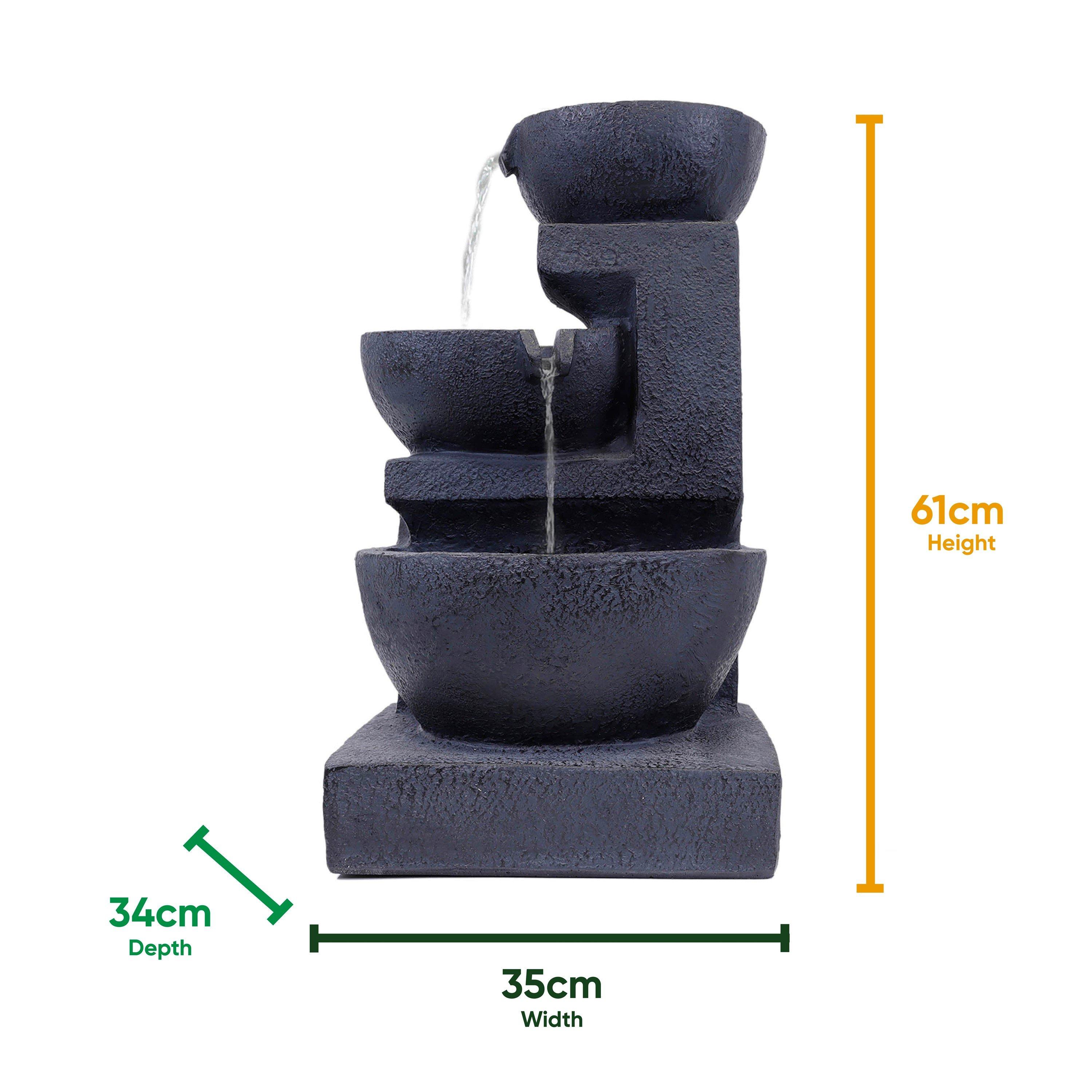 Black - Streetwize - Solar Water Feature Battery back up Cascading - 2