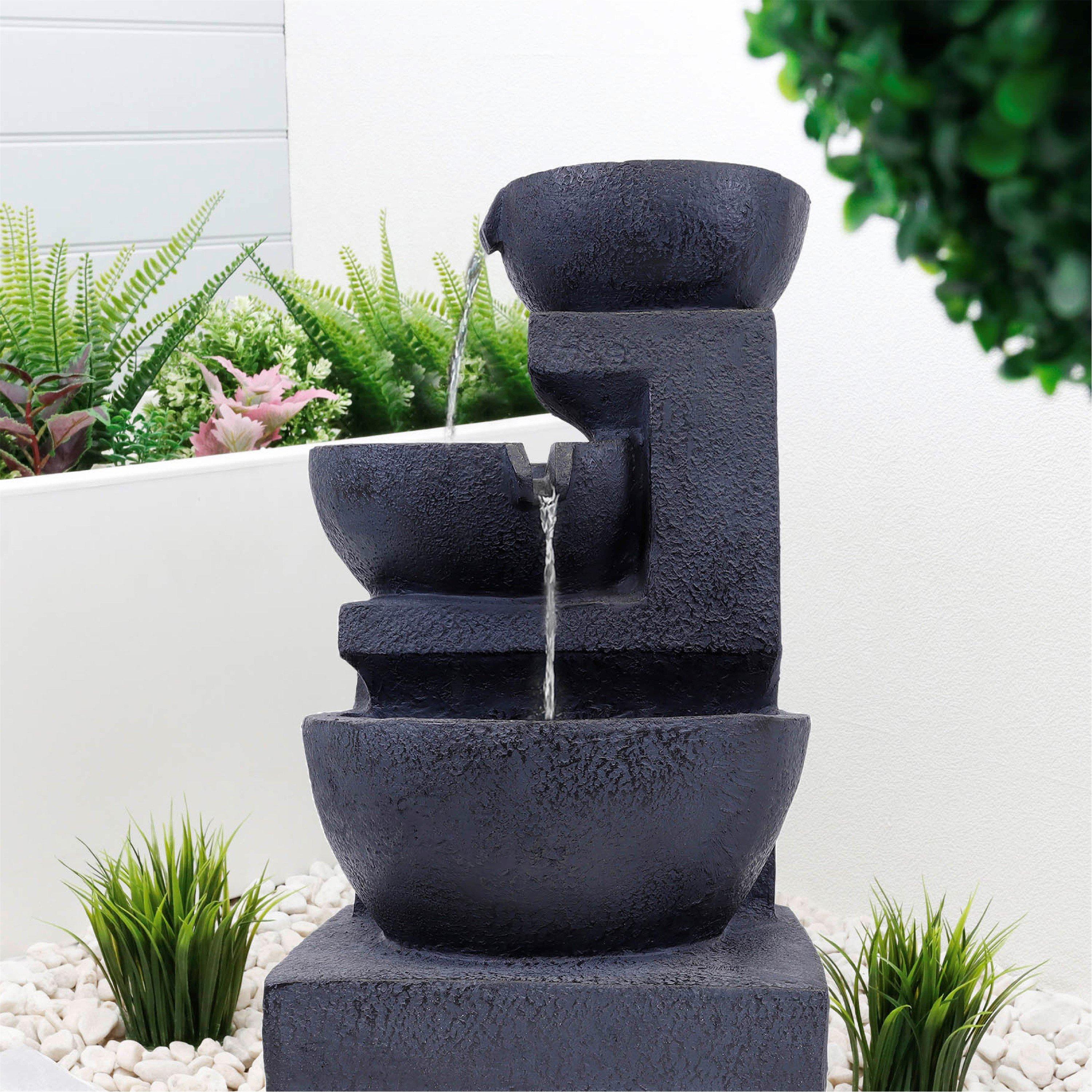 Black - Streetwize - Solar Water Feature Battery back up Cascading - 3