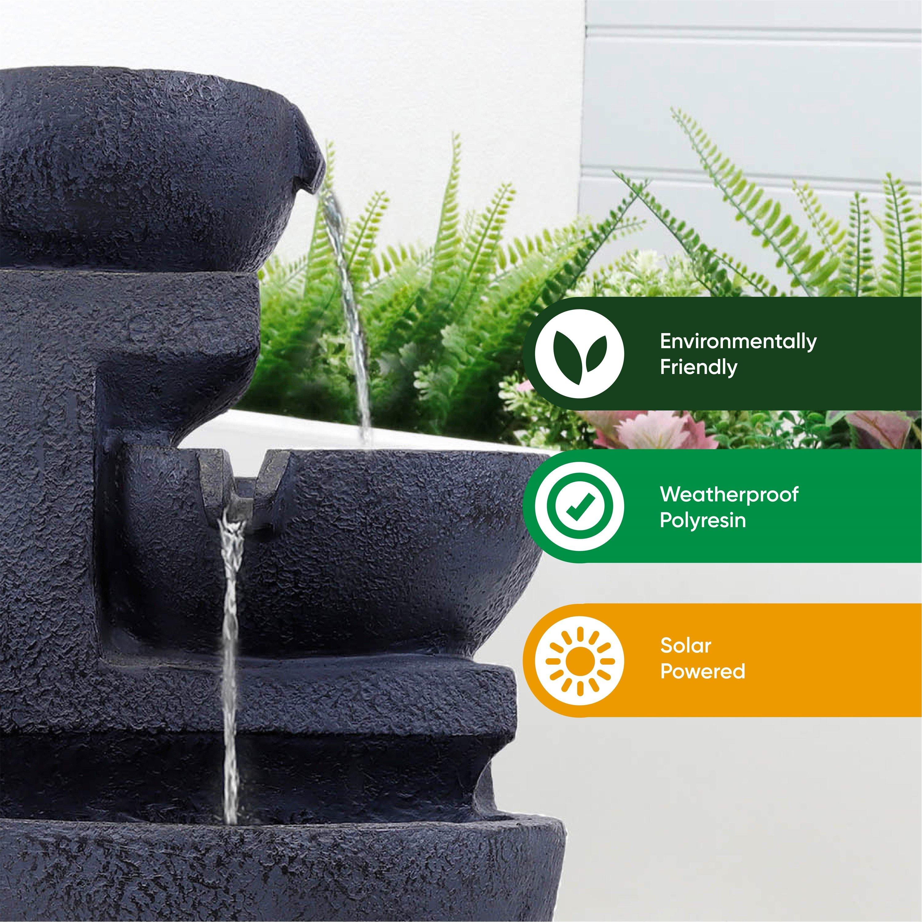 Black - Streetwize - Solar Water Feature Battery back up Cascading - 4