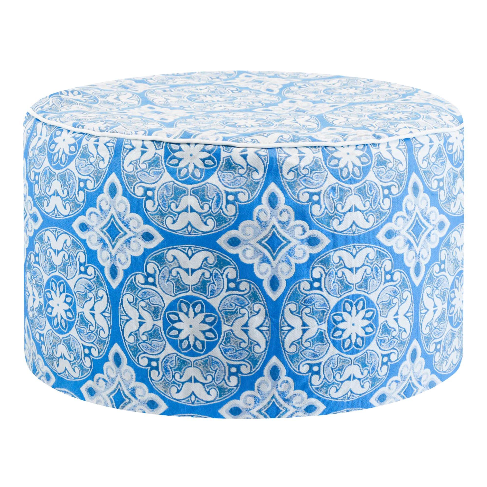 Streetwize  Outdoor Pouf Ottoman - Jacquard Blue
