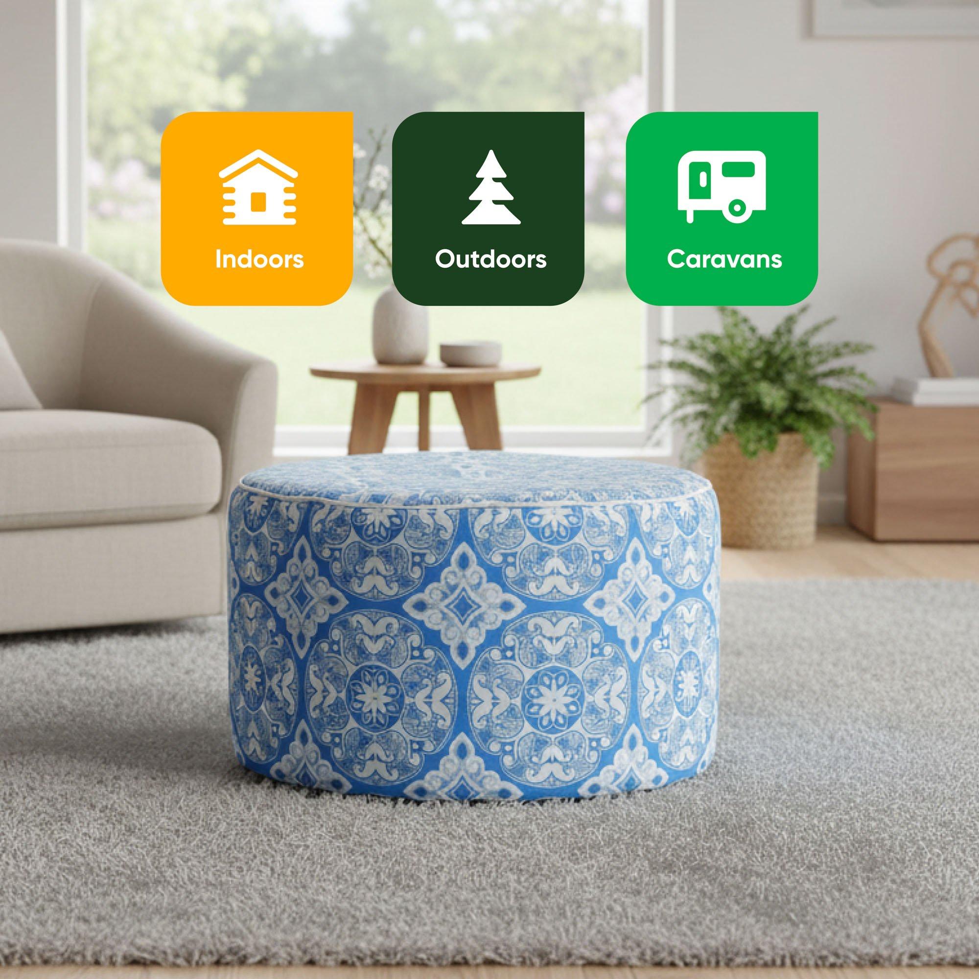 Blue - Streetwize - Outdoor Pouf Ottoman - Jacquard Blue - 6