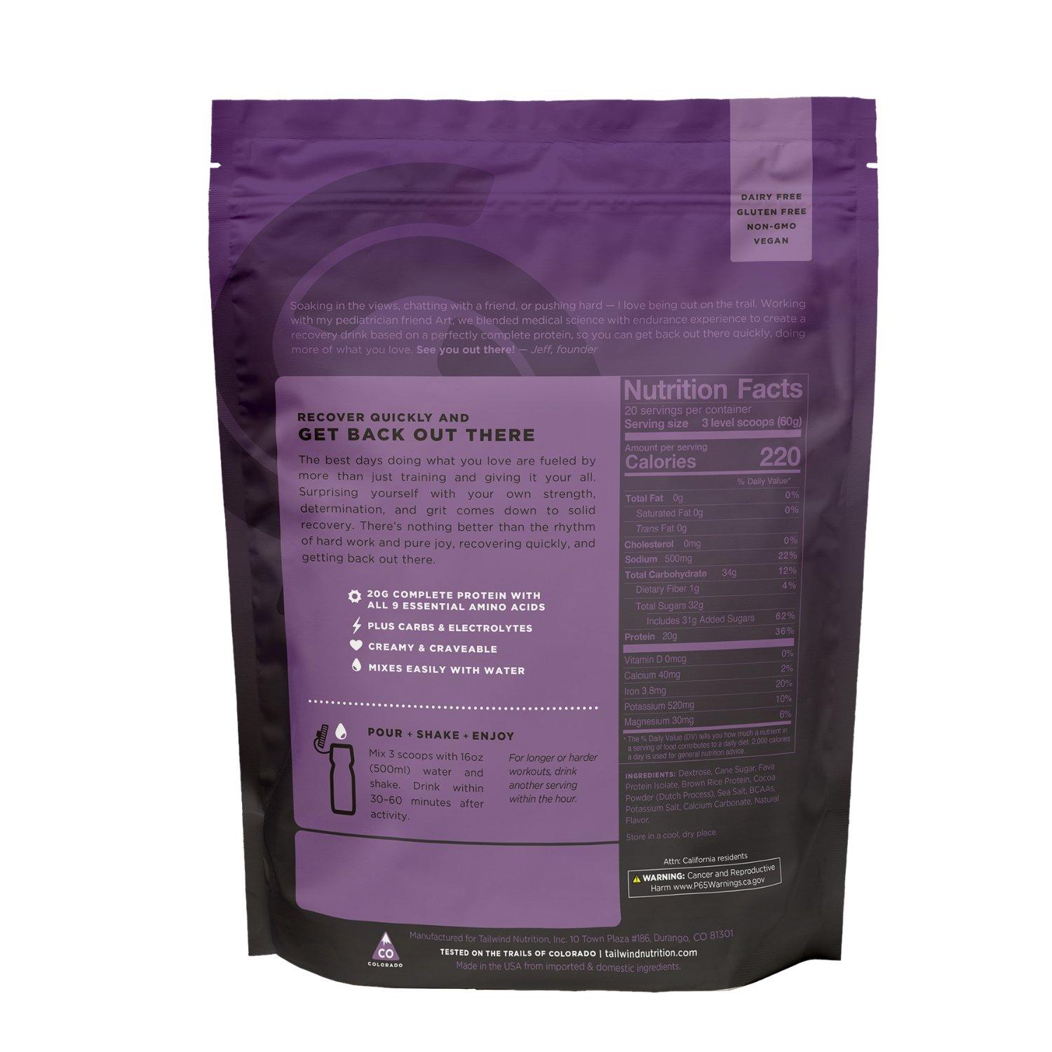 Chocolate - Tailwind Nutrition - Tailwind: Recovery Mix - 20 Serving Pouch (1200g) - 2