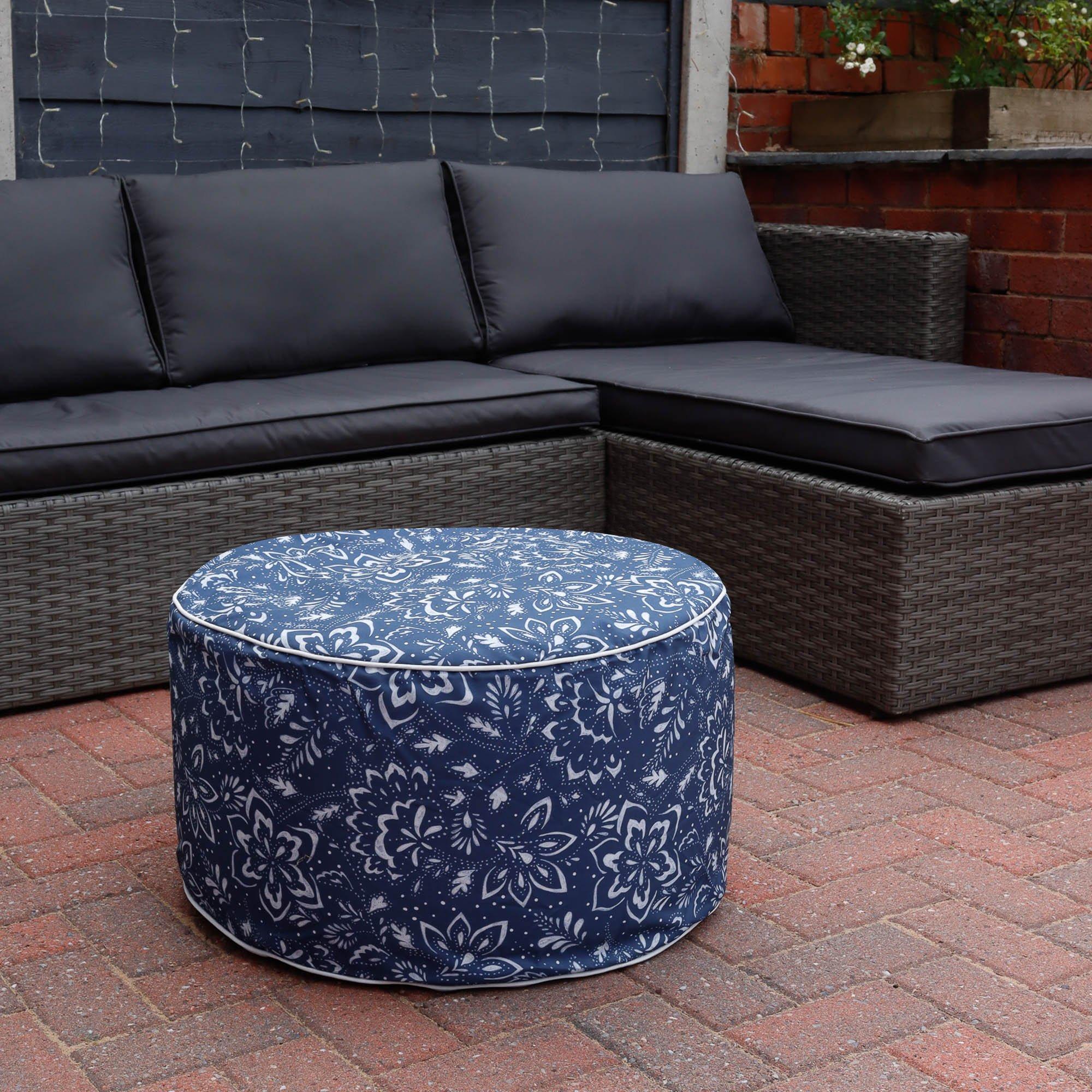 Blue - Streetwize - Outdoor Hampton Pouf Ottoman - 2