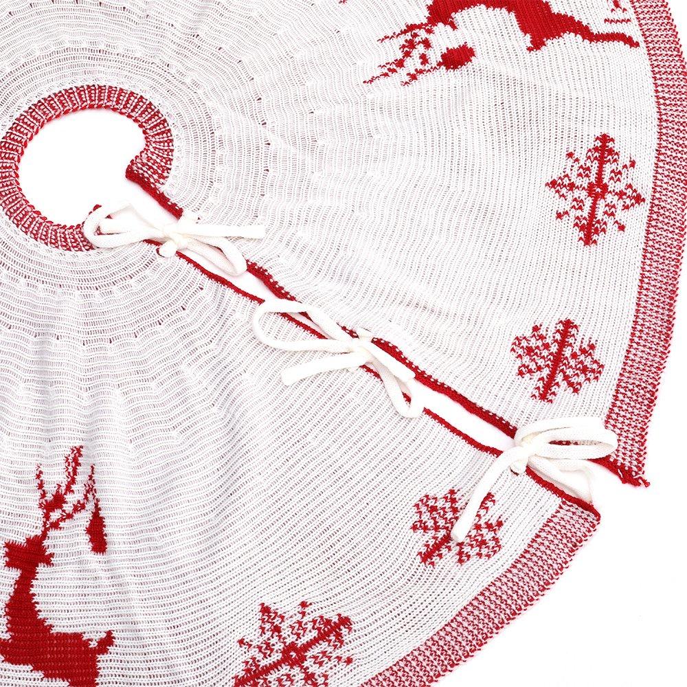 Red - LIFE IDEAS - Rustic Red Knitted Double-Sided Tree Skirt - 7