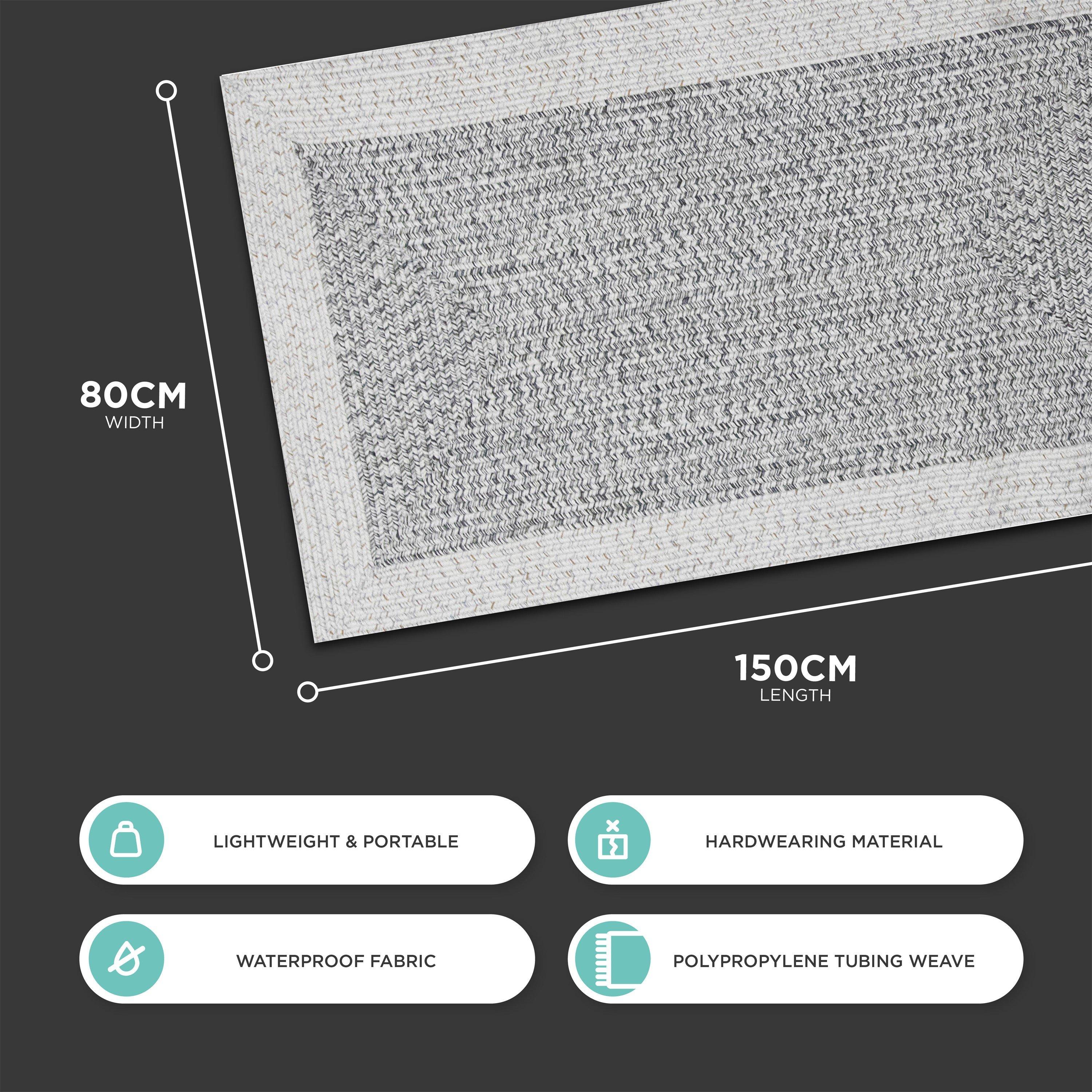 Light Grey - Streetwize - Jute Style Rug - Light Grey - 80cm x 150cm - 2