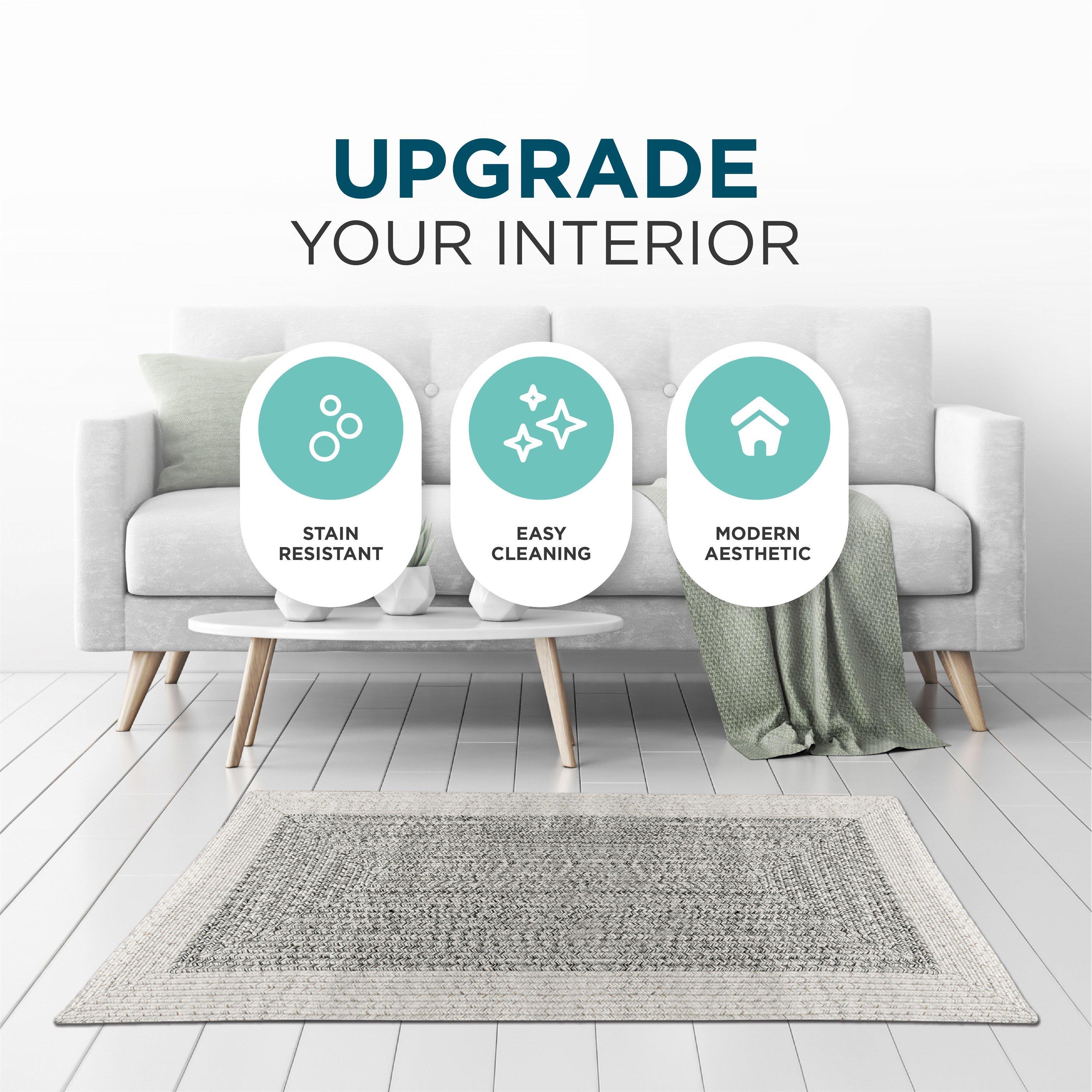 Light Grey - Streetwize - Jute Style Rug - Light Grey - 80cm x 150cm - 3