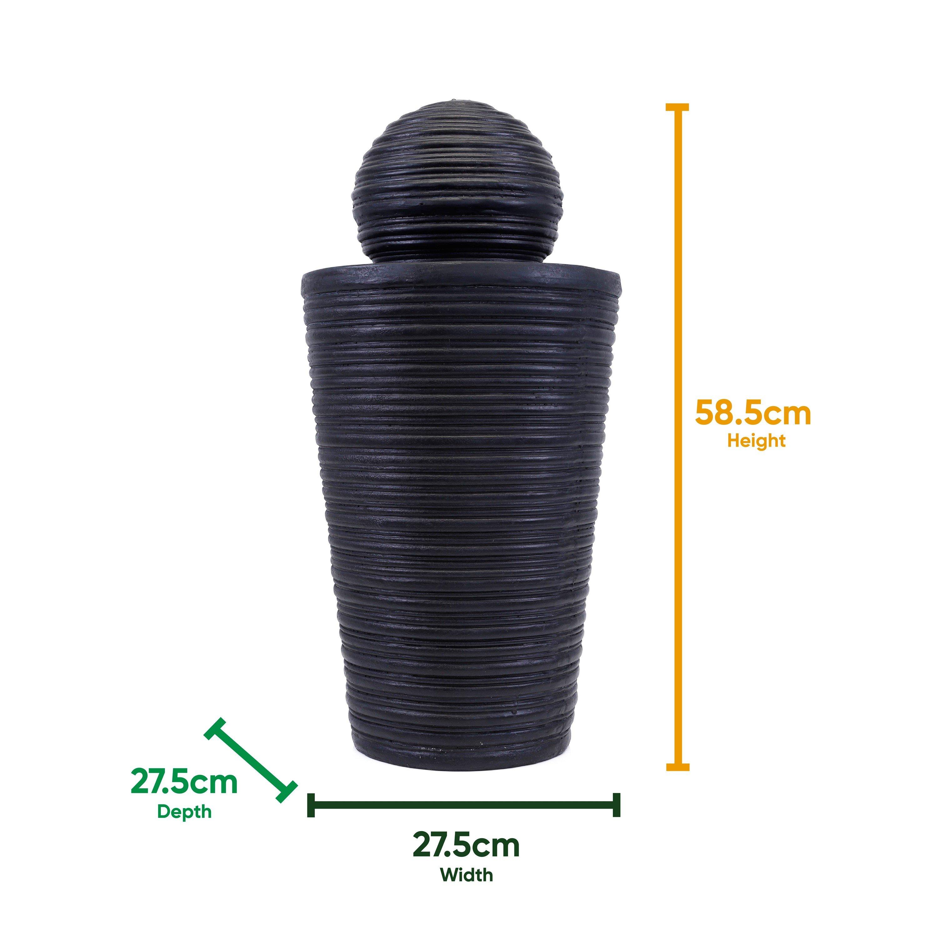 Black - Streetwize - Solar-Powered Water Feature - Round Ball & Plinth - 2