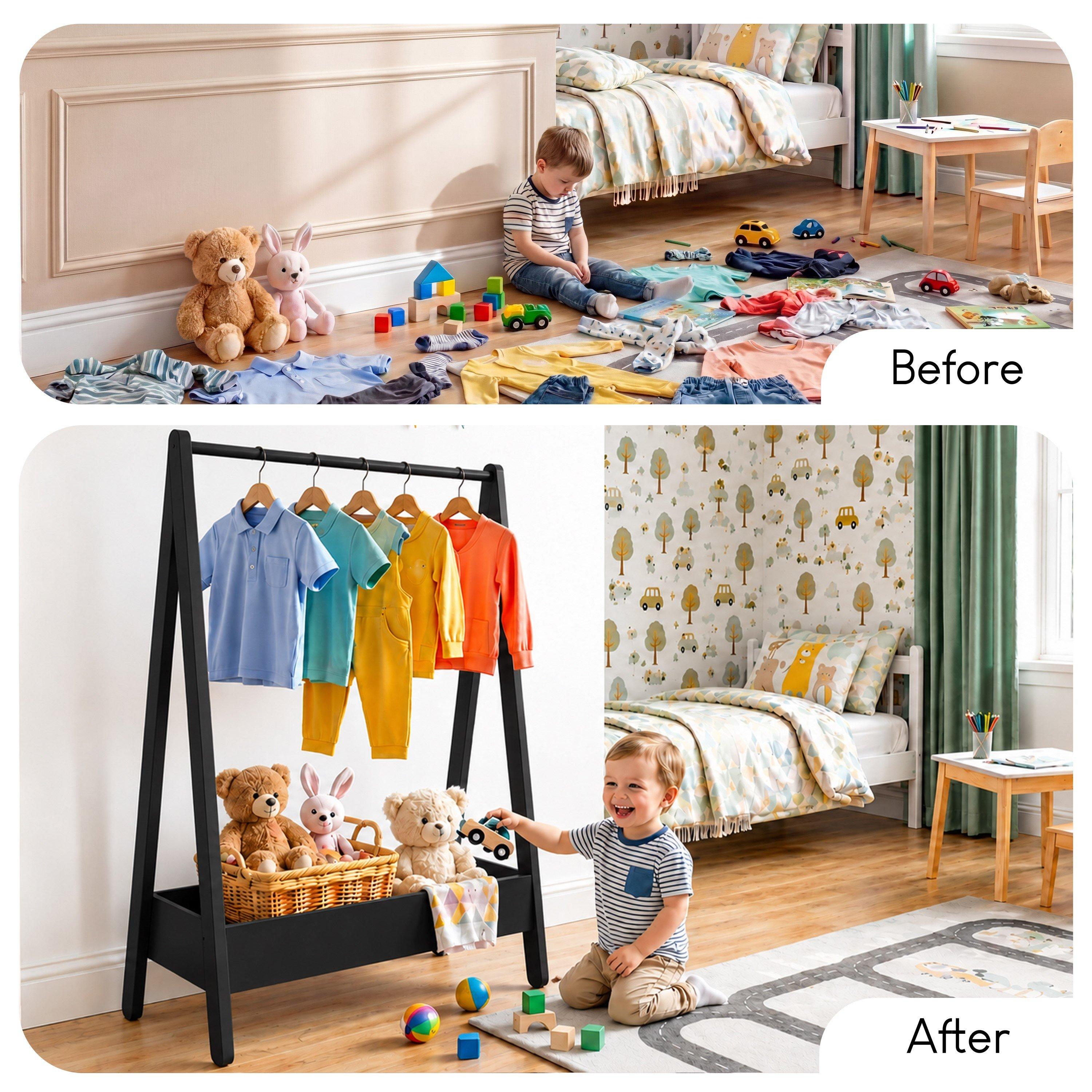 Black - Lassic - Junior Vida Kids Garment Clothes Rack Rail - 5