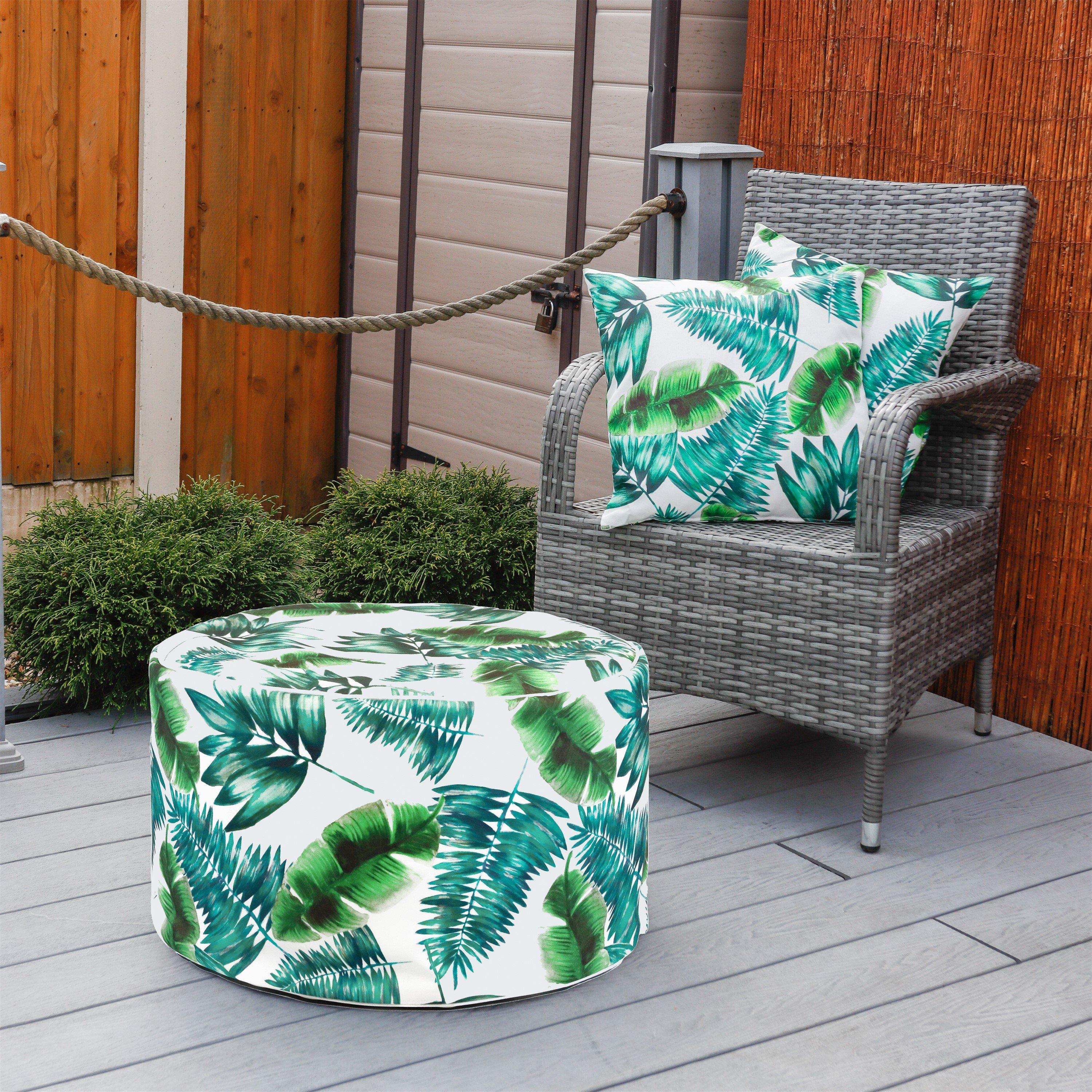 Botanical Green - Streetwize - Botanical Green Palm Print Inflatable Ottoman - 2
