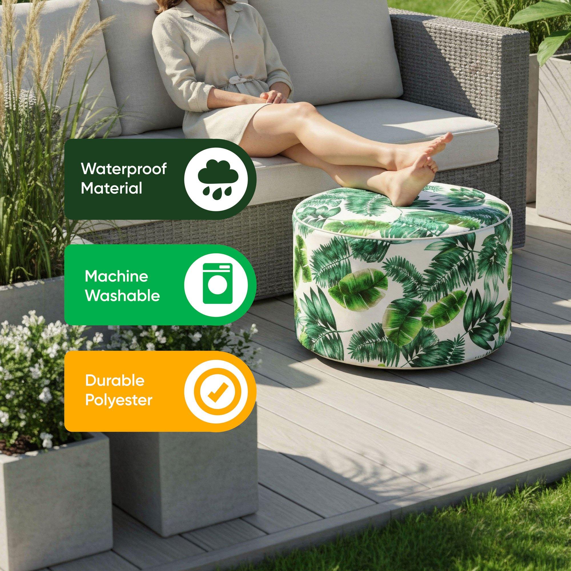 Botanical Green - Streetwize - Botanical Green Palm Print Inflatable Ottoman - 6