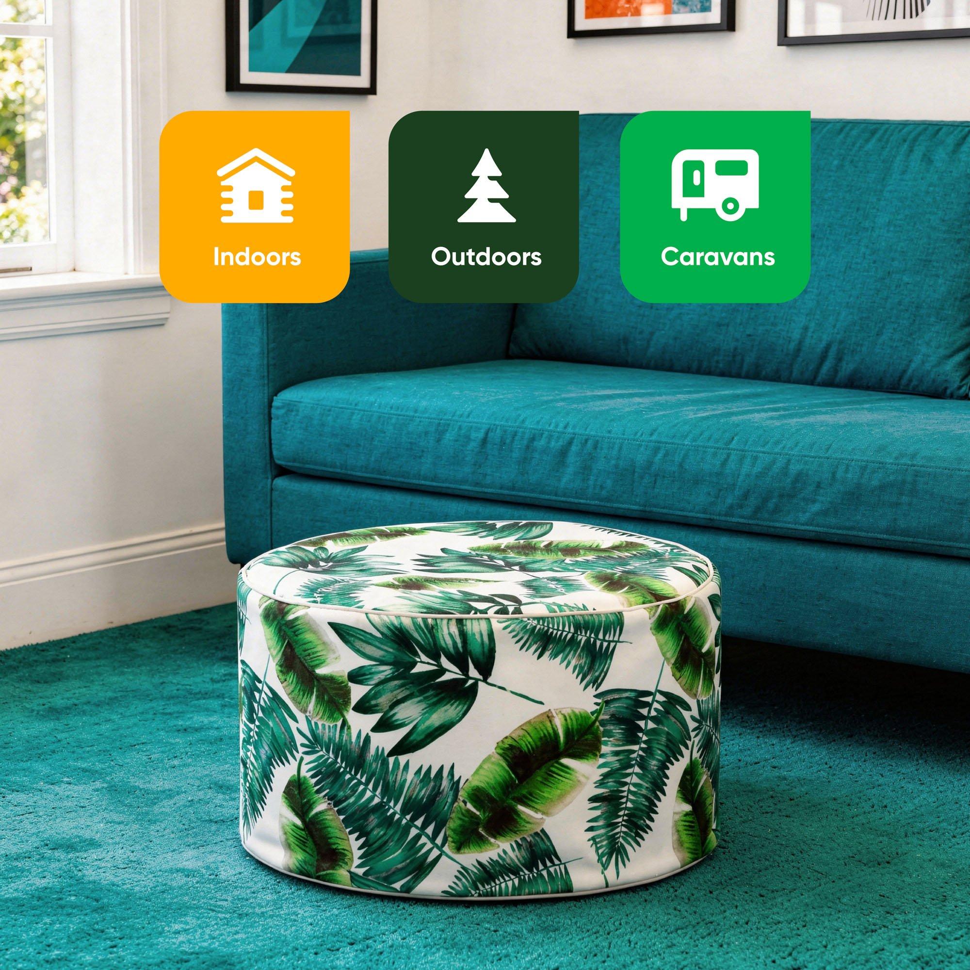 Botanical Green - Streetwize - Botanical Green Palm Print Inflatable Ottoman - 7