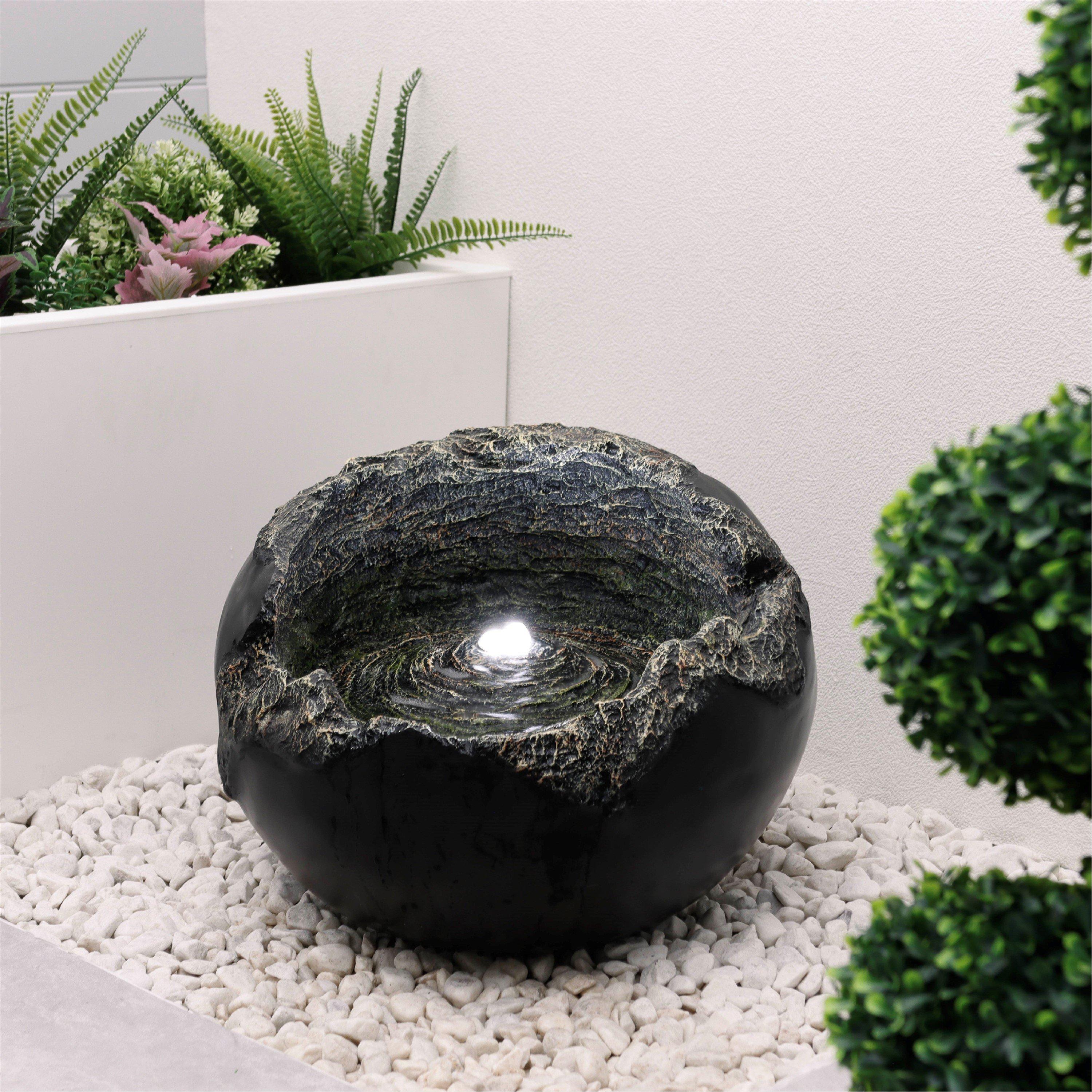 Black - Streetwize - Solar Rock Bowl Solar Water Feature Battery Backup - 3