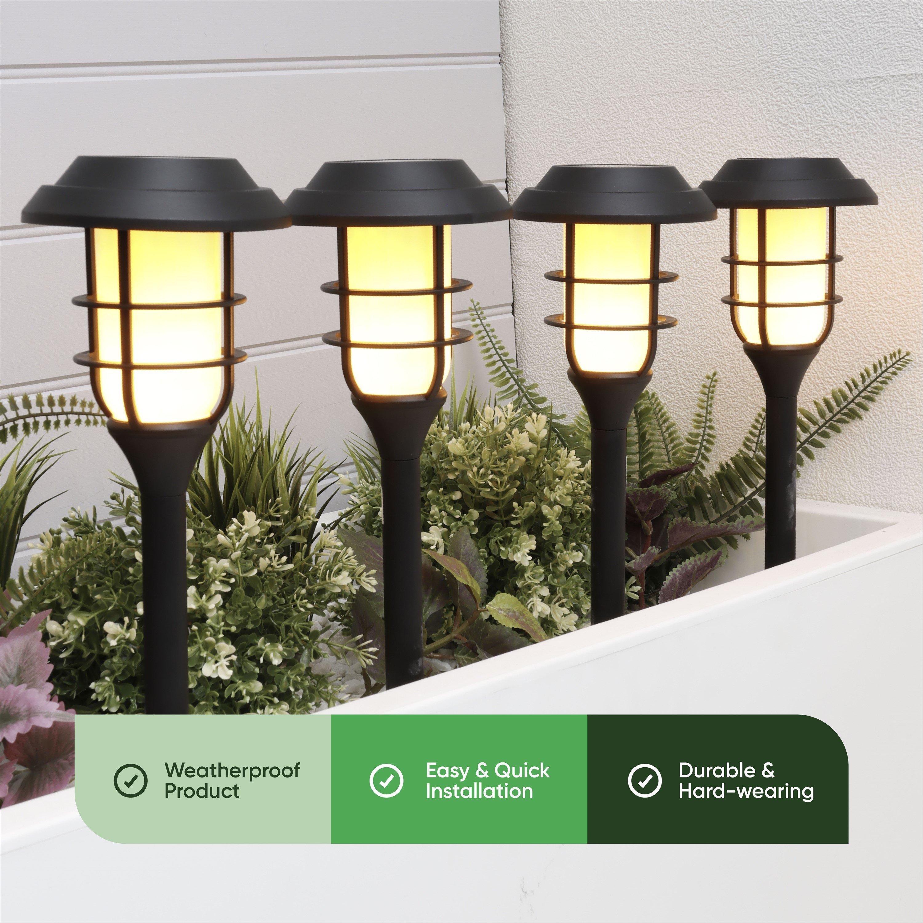 Black - Streetwize - Solar Flaming LED Stake Lights (Pack of 4) - 3
