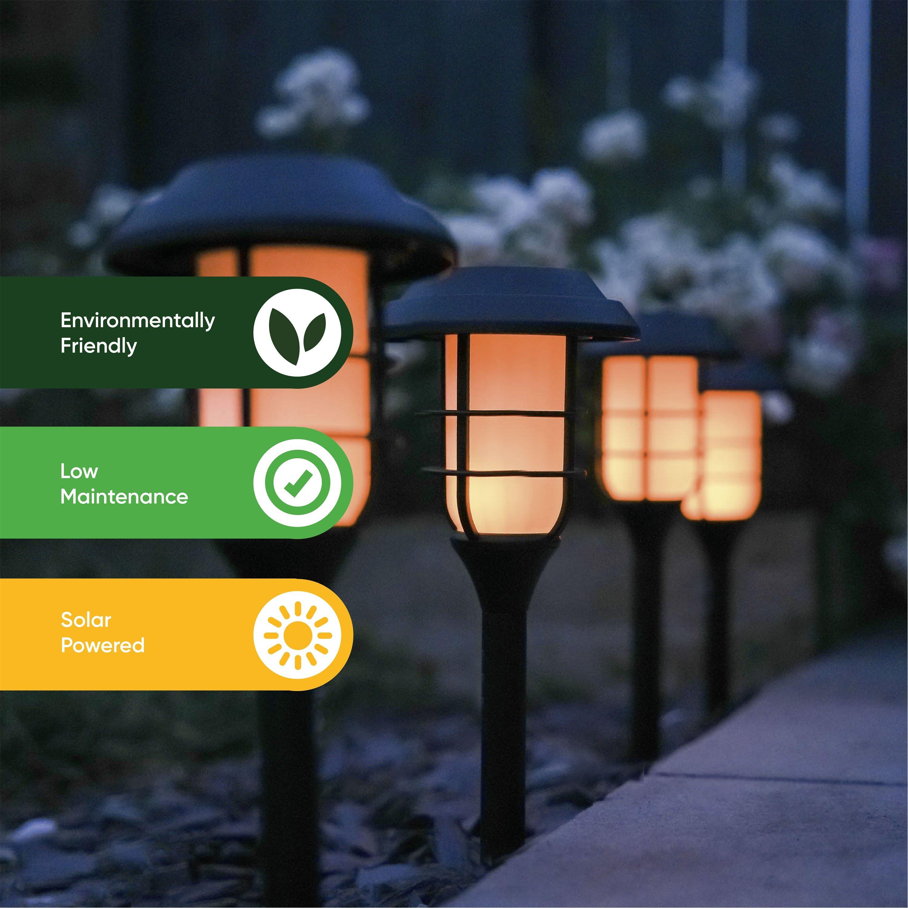 Black - Streetwize - Solar Flaming LED Stake Lights (Pack of 4) - 6